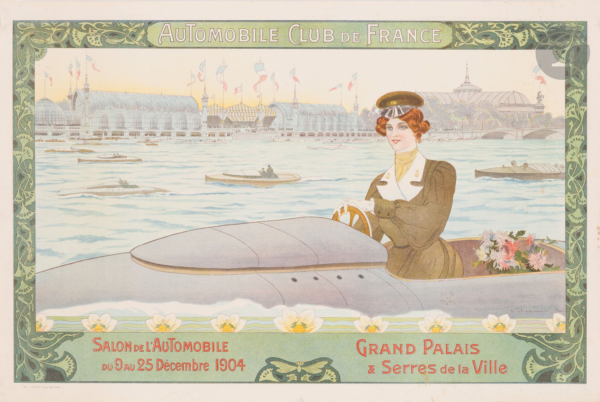 Null Carlo BRANCACCIO (1861-1920
)1904年12月9日和25日在大皇宫举行的汽车沙龙，铬版画
。不是用帆布背的。
J. Bar&hellip;