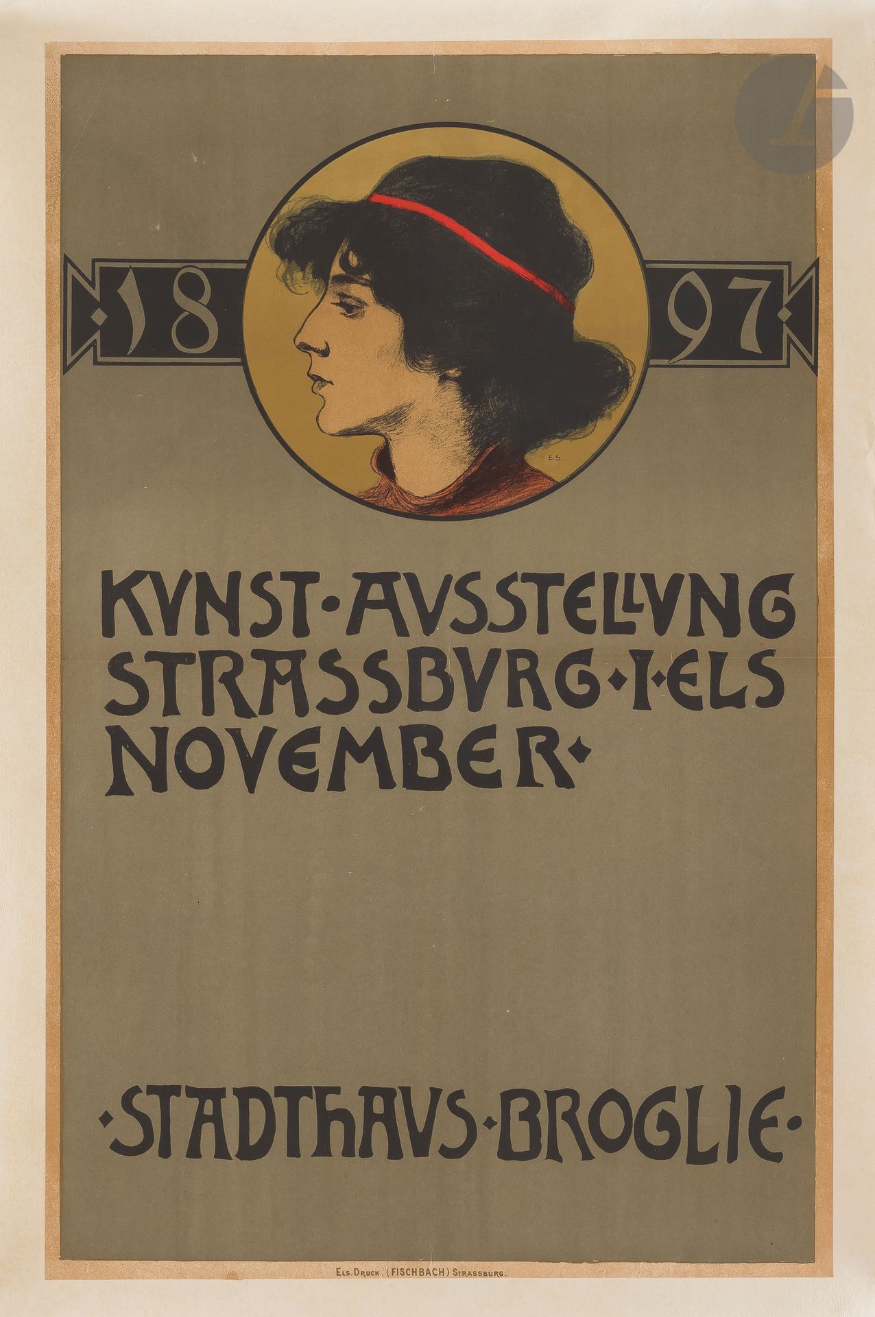 Null Emil SCHNEIDER (19-20世纪
)Kunst Ausstellung Strassburg, 1897年11月铬版画
。用布包着。
印&hellip;