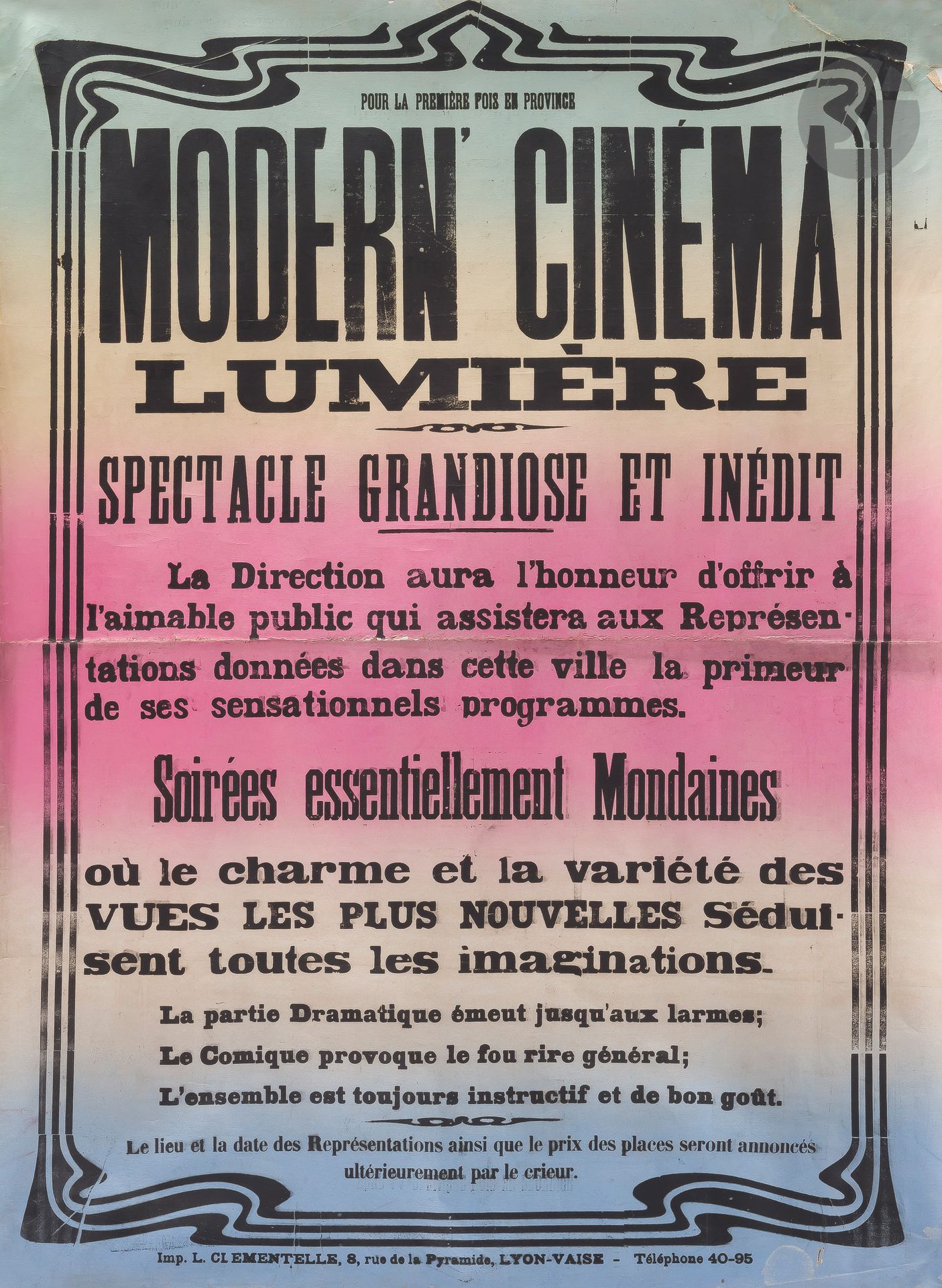 Null ANONYME
Pour la première fois en province Modern cinéma Lumière
Typographie&hellip;