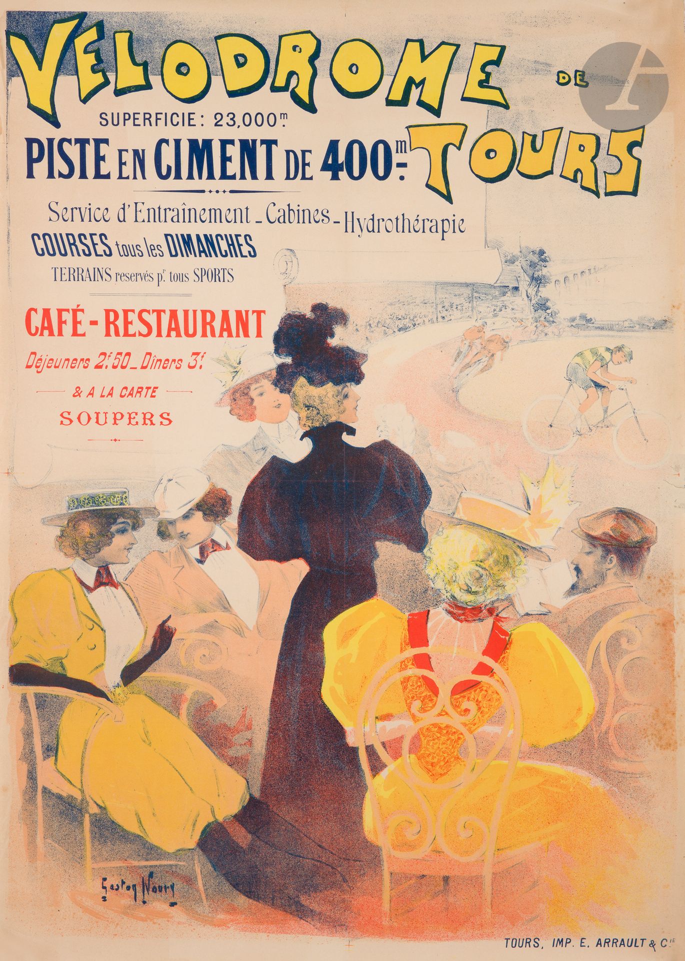 Null Gaston NOURY (1865/66-1936
)Vélodrome de Tours, 1897铬版画
。不是用帆布背的。
Imp. E. A&hellip;