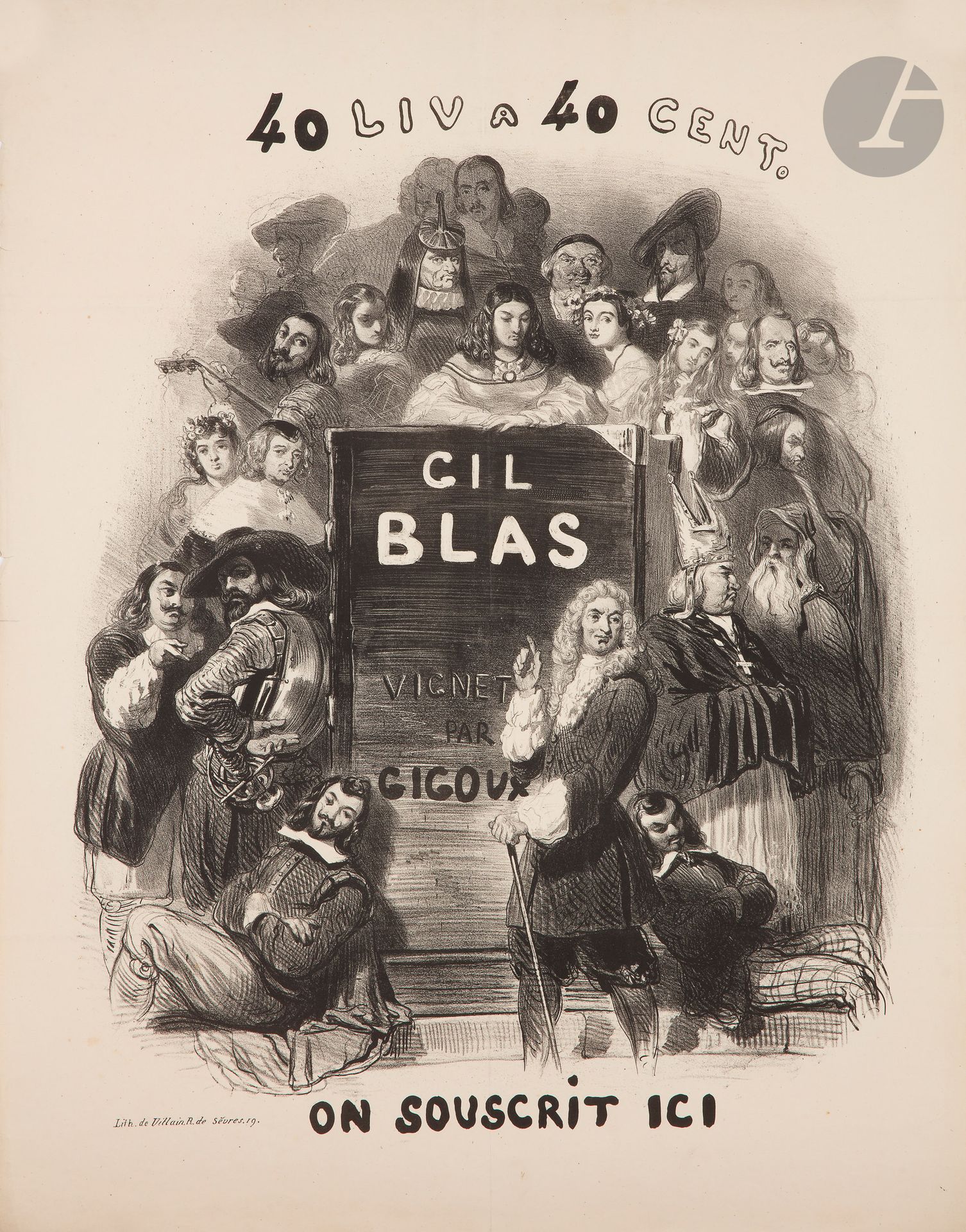 Null Jean GIGOUX (1806-1894
)Gil Blas, 1842Lithografie
. Nicht mit einer Einlage&hellip;