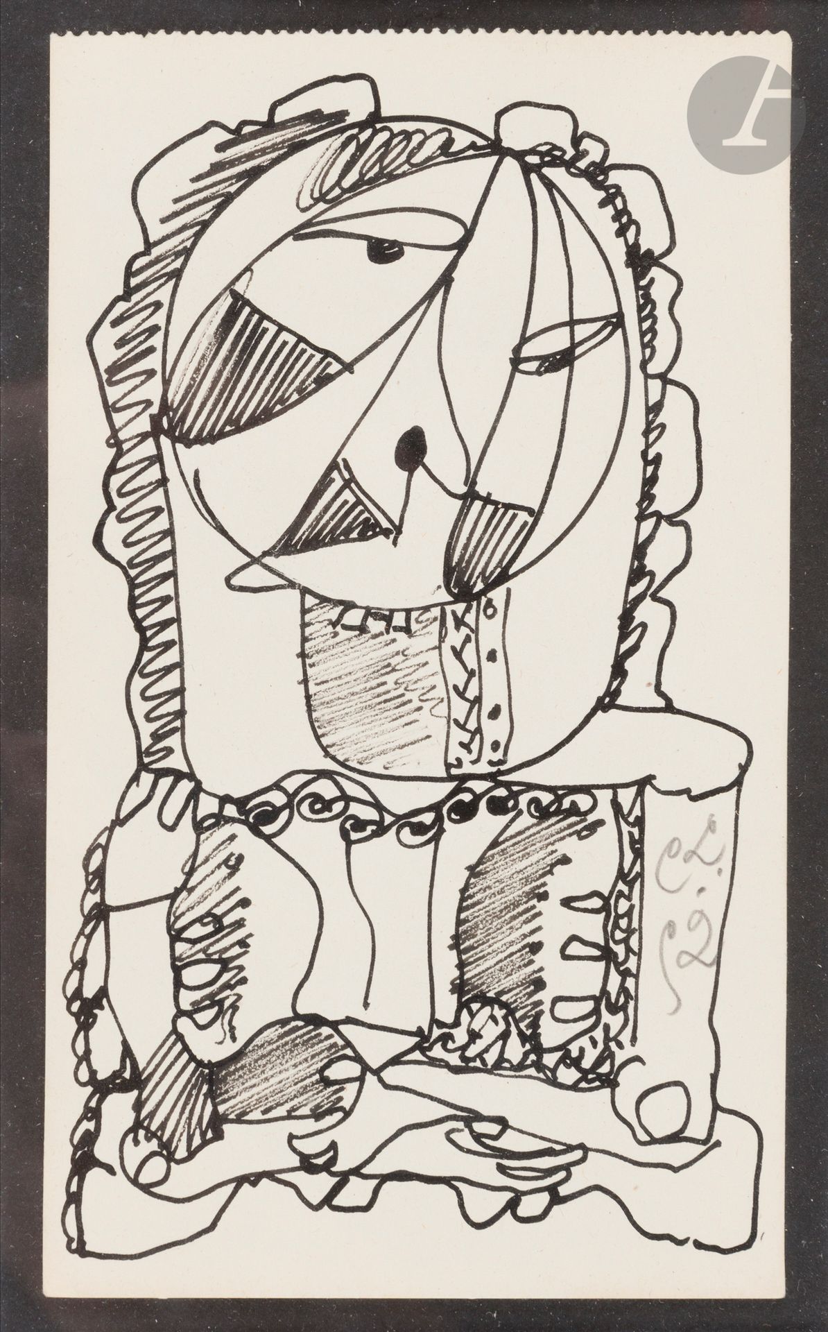 Null 查尔斯-拉皮克(1898-1988
)的人物，1952年
的墨水。
有字母图案和日期。
每个15 x 9.5厘米