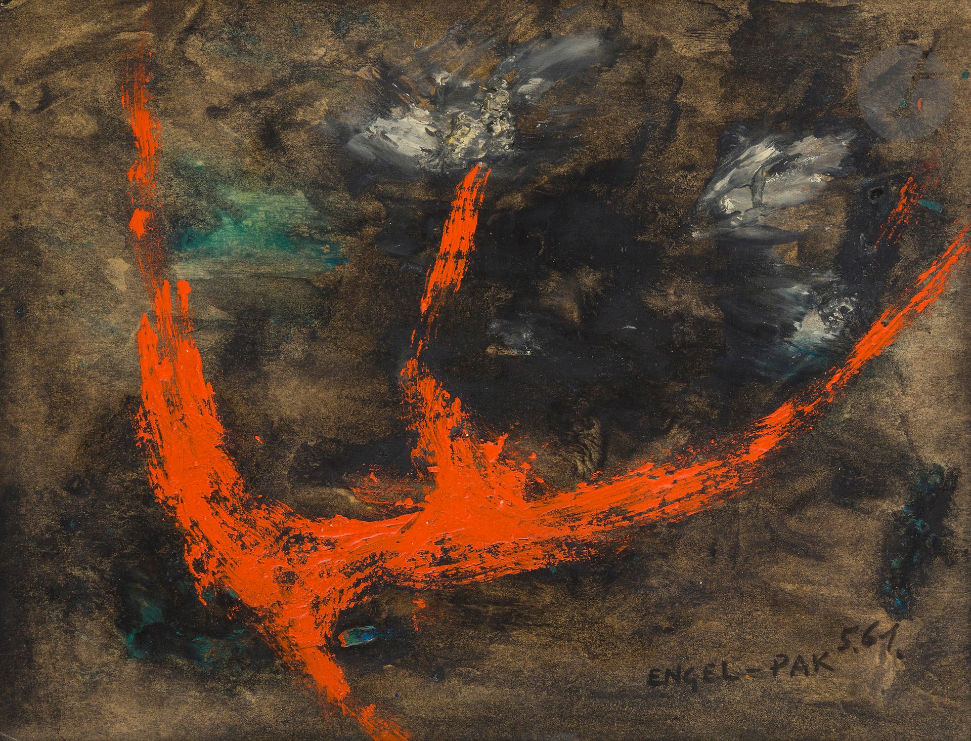 Null Ernest ENGEL-PAK [belgisch] (1885-1965
)Komposition, 1961Öl
auf Papier.
Sig&hellip;