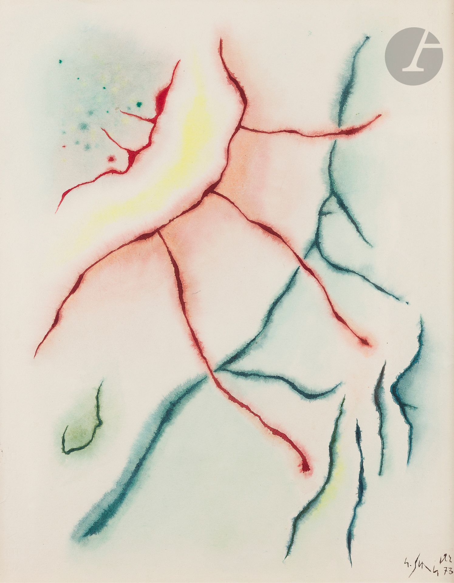 Gustave SINGIER (1909 1984) Composition, 1973 Aquarelle. Signée et datée en bas &hellip;