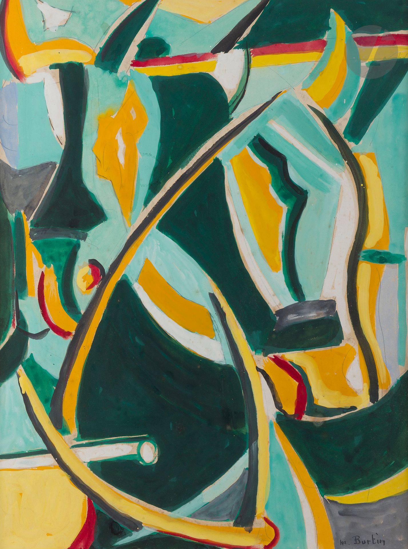 Null Marcel BURTIN (1902-1979
)构成水粉画
。
右下角有签名
60 x 44 cm