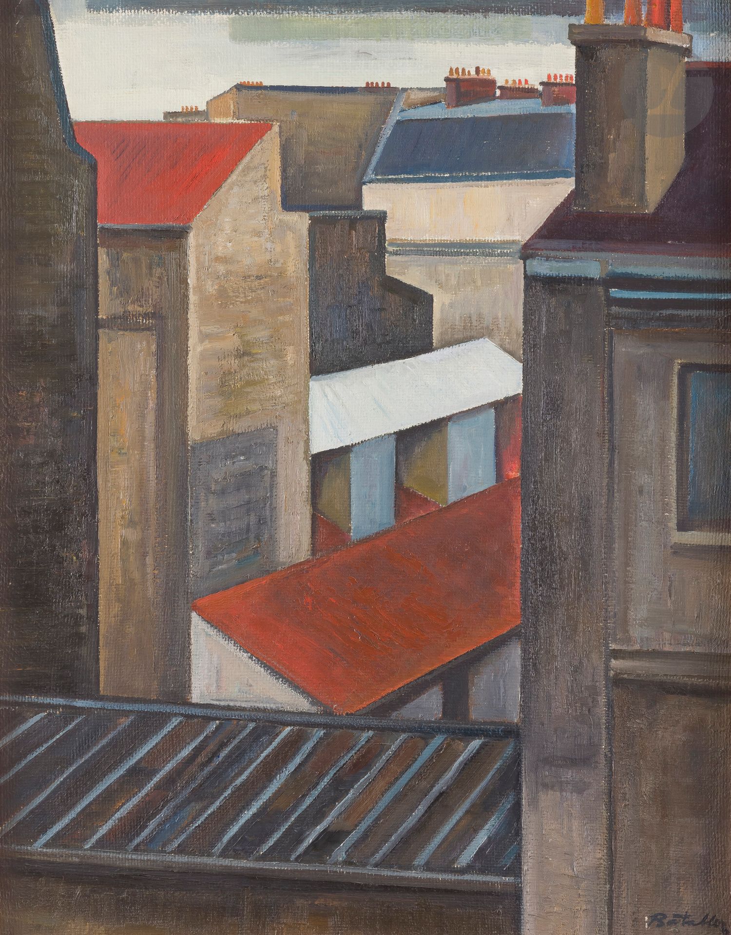 Null 拉斐尔-巴塔勒(Rafael BATALLER)(1920-2013
)《屋顶
》

面板上

的
油画。

右下角有签名。
63 x 50 cm出处&hellip;