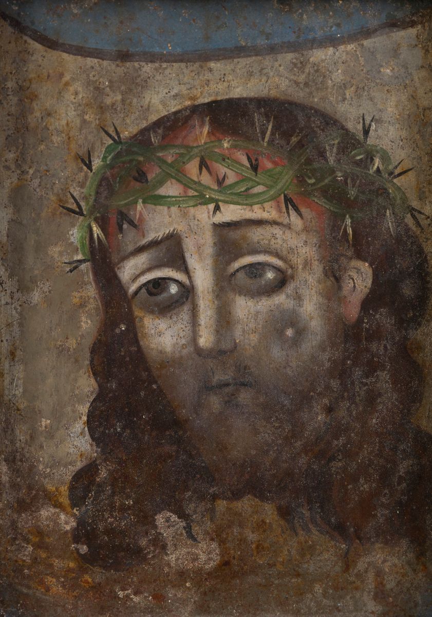 Null *西班牙学校，19世纪
悲伤的基督
铜
17 x 11厘米