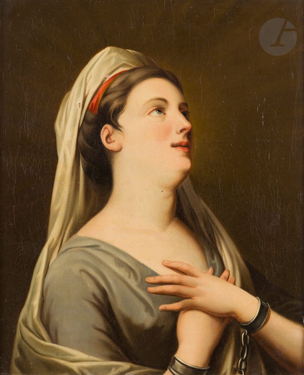 Null 法国学校 约1800年，查尔斯-安托万-科佩尔的追随者
戴镣铐的女人
原帆布
55 x 45 cm