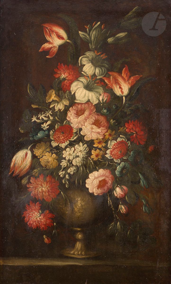 Null Escuela italiana del siglo XVII
Jarrón de flores sobre un entablamento

 
 &hellip;