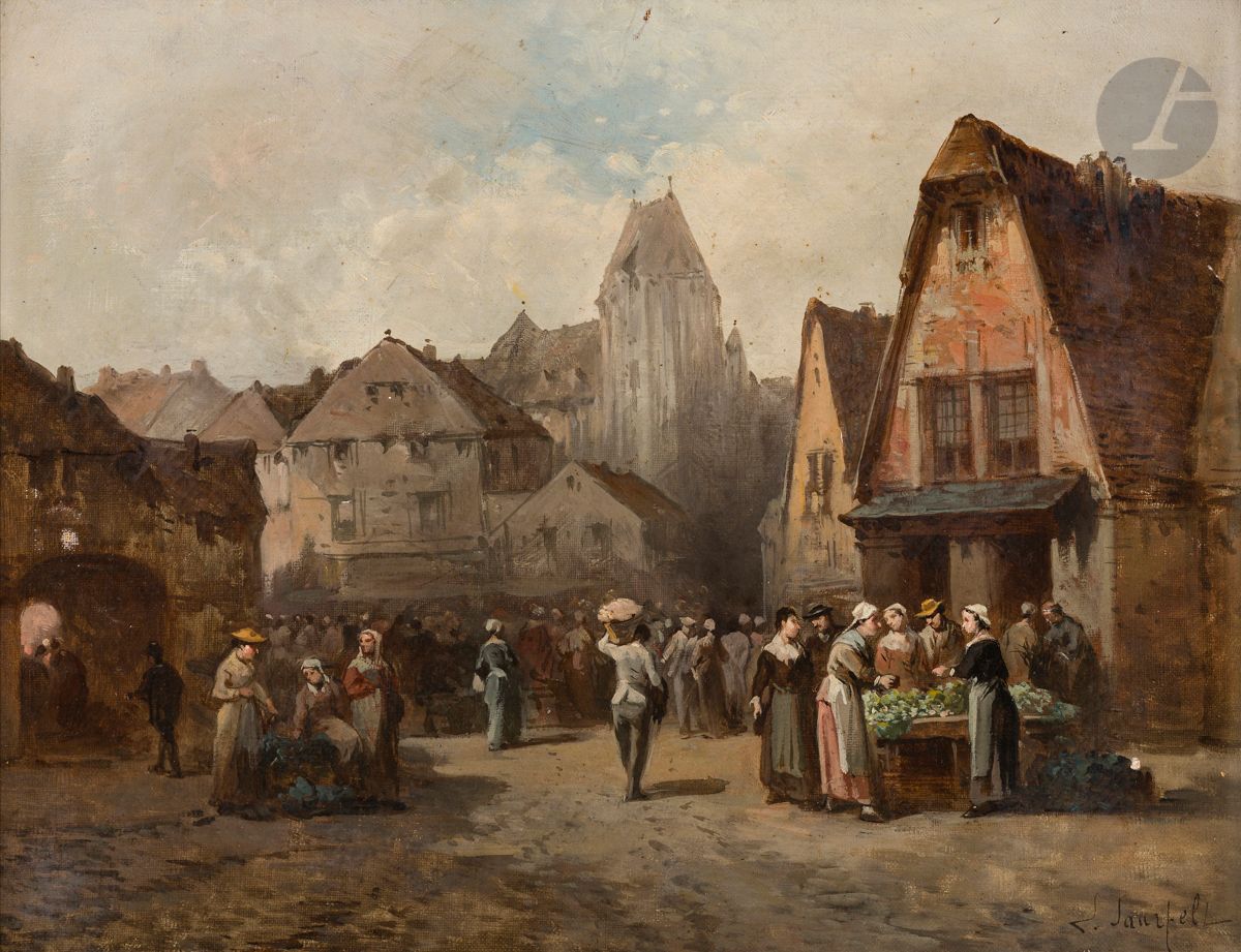 Null Léonard SAURFELT (c.1840-?)
Market scene
Original canvas
Signed lower right&hellip;