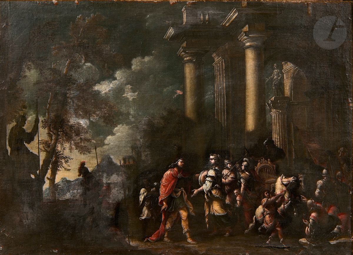 Null ROMANISCHE SCHULE um 1650, Umfeld von Giovanni GHISOLFI
Das Treffen von Ale&hellip;