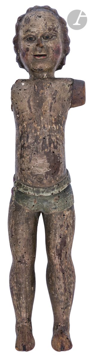 Null Grande Gesù Bambino in legno intagliato e policromato.
Indo-portoghese, XVI&hellip;