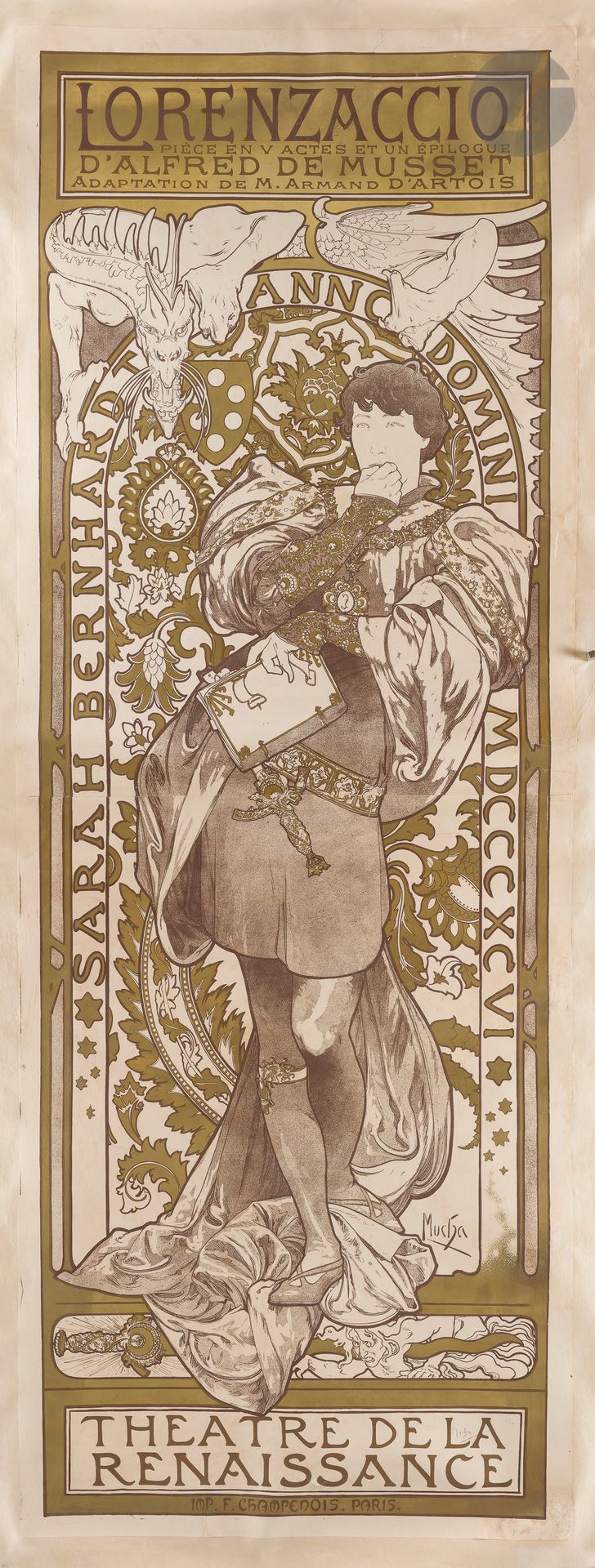 Null Alphonse MUCHA (1860-1939
) Lorenzaccio, 1896.(通行证的双色证明）。
色素石版画，共2张。用布包着。
F&hellip;