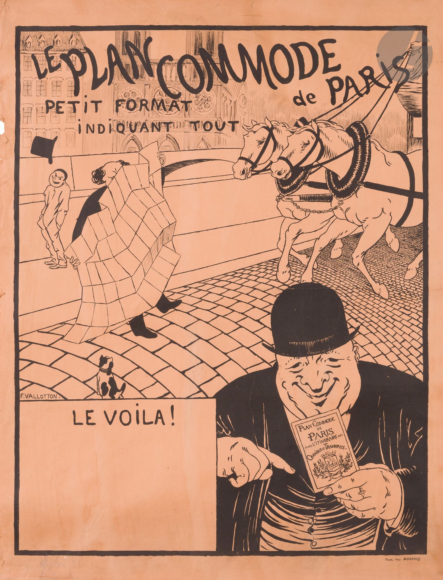 Null Félix VALLOTTON (1865-1925
)Le Plan commode de Paris, um 1890Lithografie
. &hellip;