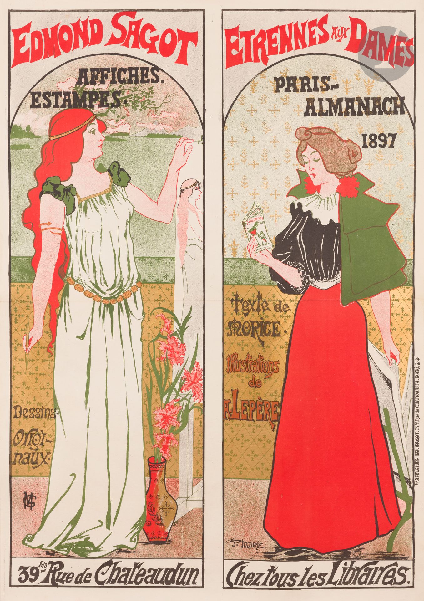 Null 古斯塔夫-马里(19-20世纪
)埃德蒙-萨戈特(Edmond Sagot)的《女士们的节日》，1897年铬版画
。用布包着。
埃德蒙-萨戈特，巴黎夏&hellip;