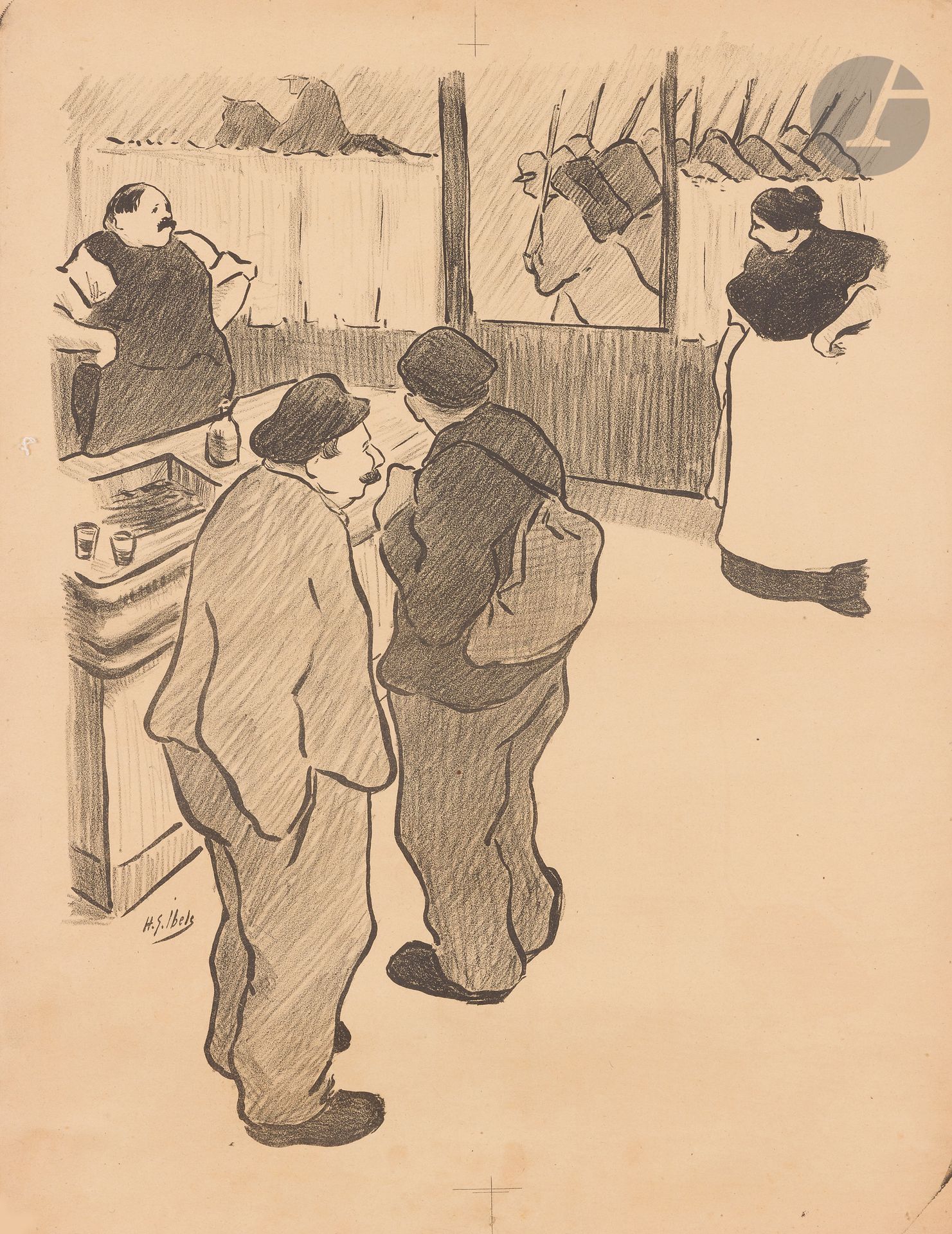 Null 亨利-加布里埃尔-伊贝尔(1867-1936
)《小兵》，1893年。(信前)。
染色石版画。用布包着。
无印刷品，
签名在左中部
。

罕见。状况良&hellip;