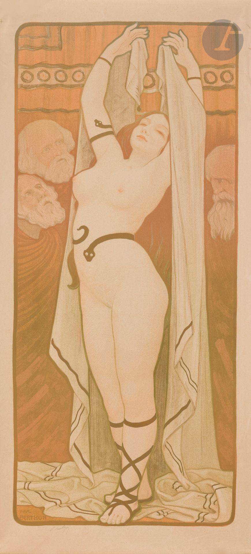 Null Paul Émile BERTHON (1872-1909
)Phryne, 1898铬版画
。不在画布上。
 
左下方有签名
。

状况良好，
87&hellip;