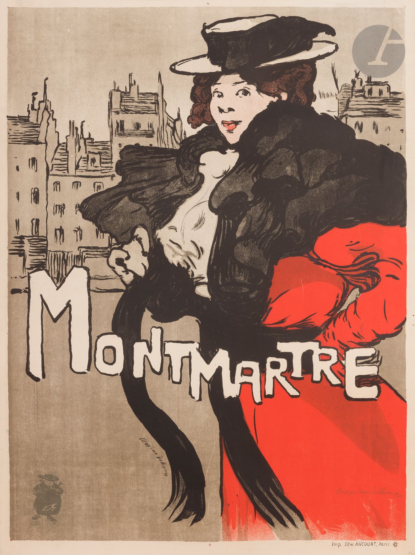 Null Maxime DETHOMAS (1867-1929
)Montmartre铬板画
。用布包着。
由爱德华-安库尔印制，巴黎。
在脚下签名。右下方有亲&hellip;