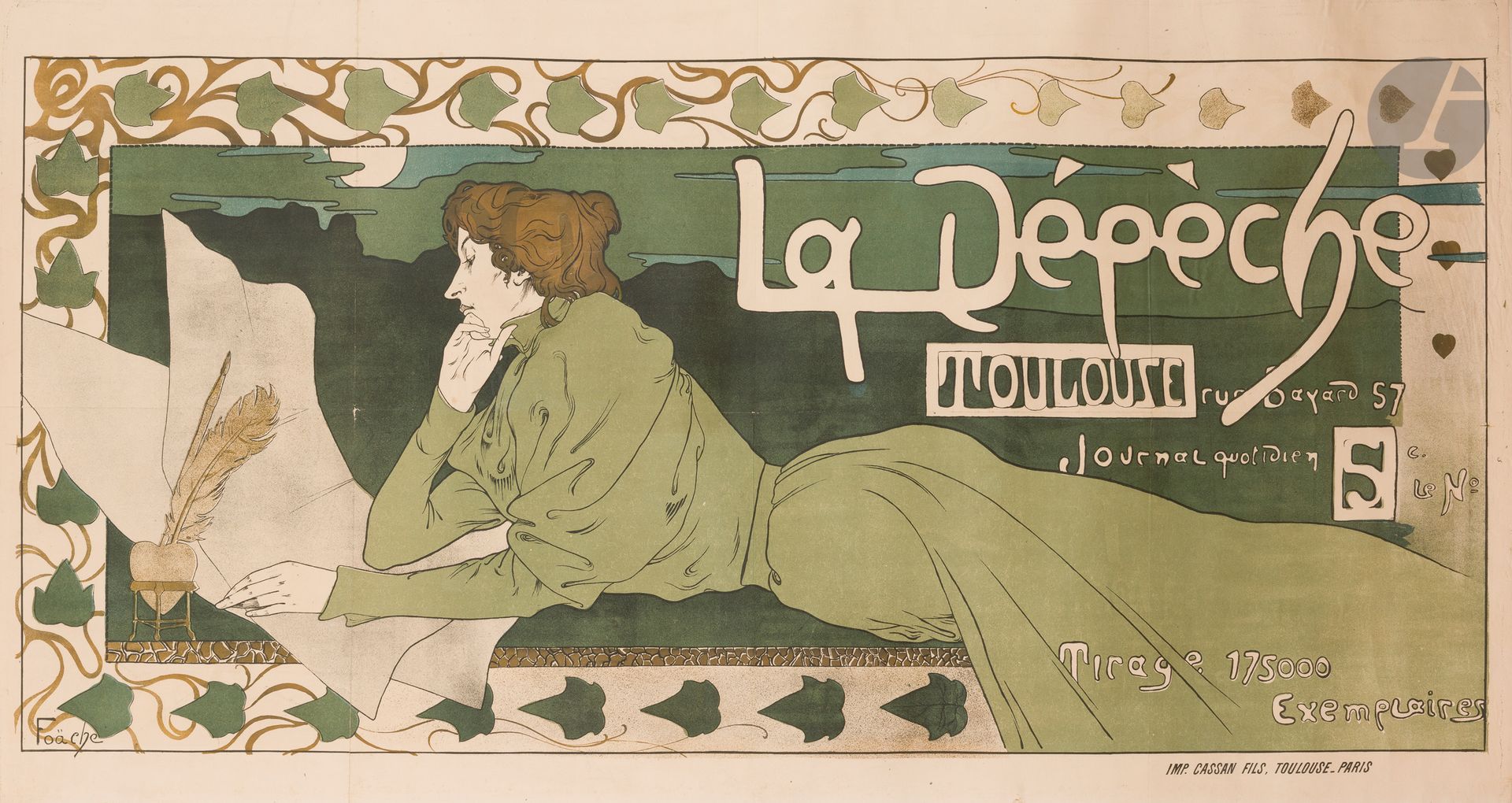 Null Arthur FOÄCHE (1871-1967)
La Dépêche, 1897
Chromolithographie. Entoilée.
Im&hellip;