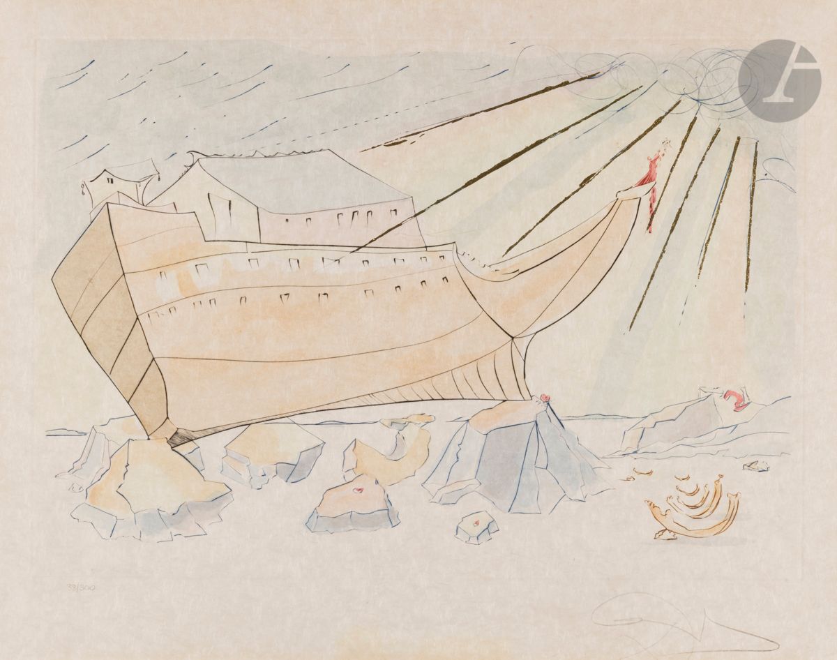 Null 萨尔瓦多-达利（1904-1989
）《诺亚方舟》（《我们的历史遗产》），
1975年。

干点法，模版色彩和鎏金铜墨
。
视线：49 x 62.5厘&hellip;