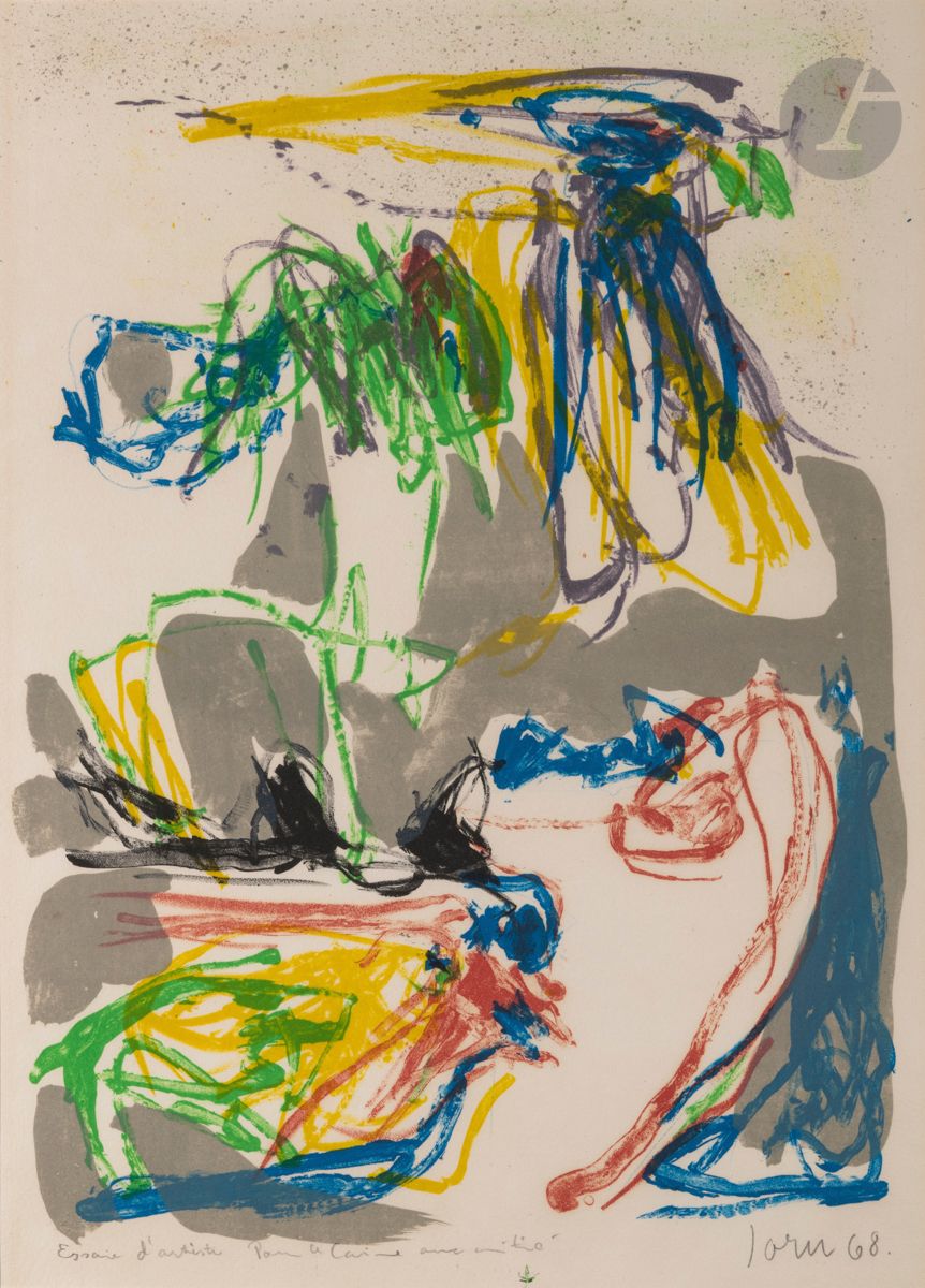 Null Asger Jorn (Danish, 1914-1973
)Composition. 1968. 
Lithograph. Sight : 43 x&hellip;