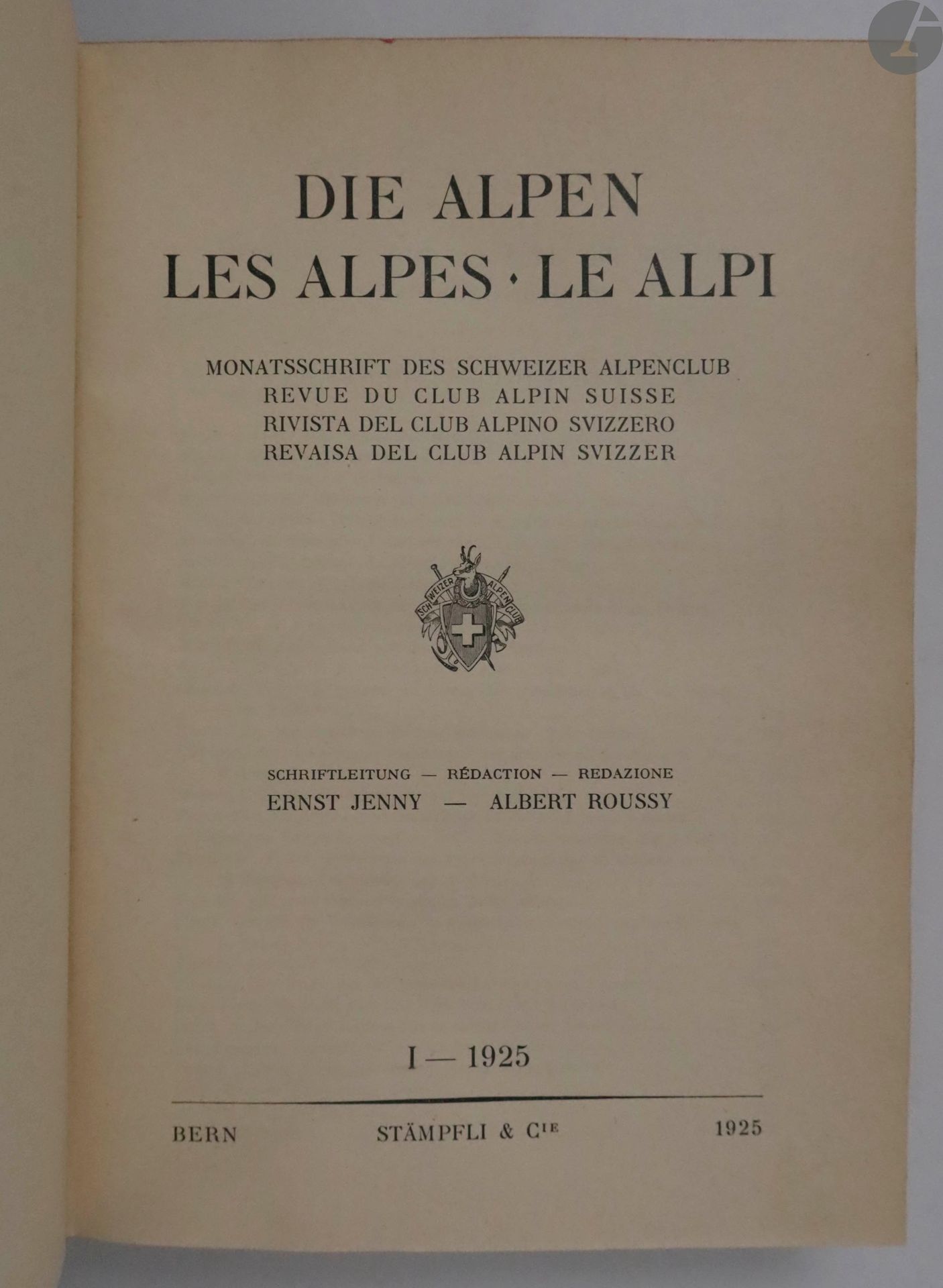 Null 
*[ALPES] - JENNY (Ernst) - ROUSSY (Albert).



Les Alpes. Revue du club al&hellip;