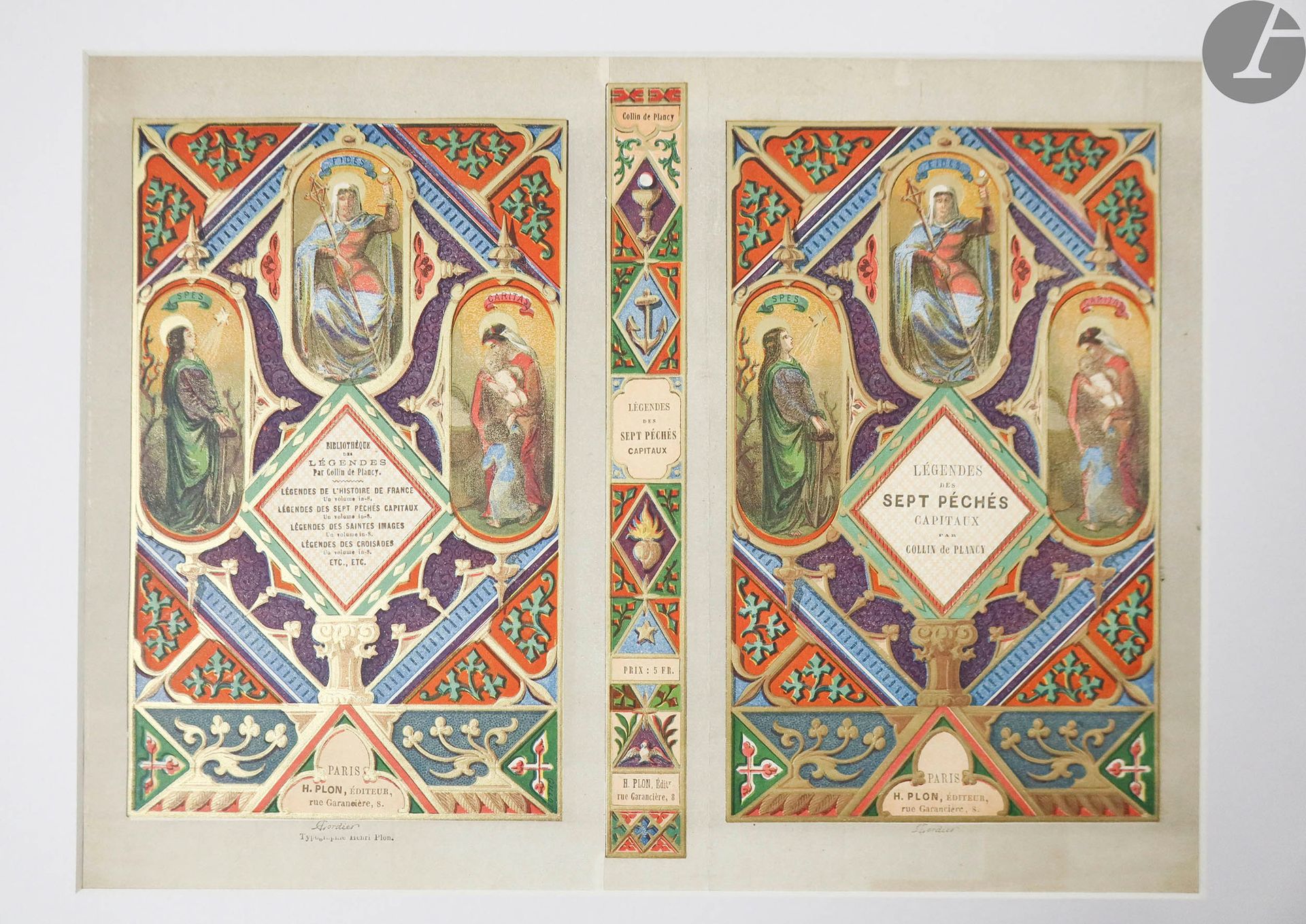 Null [COVERS].
一套重要的19世纪书籍封面。

一共有24个不同的彩色封面，都有垫子。

其中包括：
维克多-亚当的 "Cent jours de&hellip;