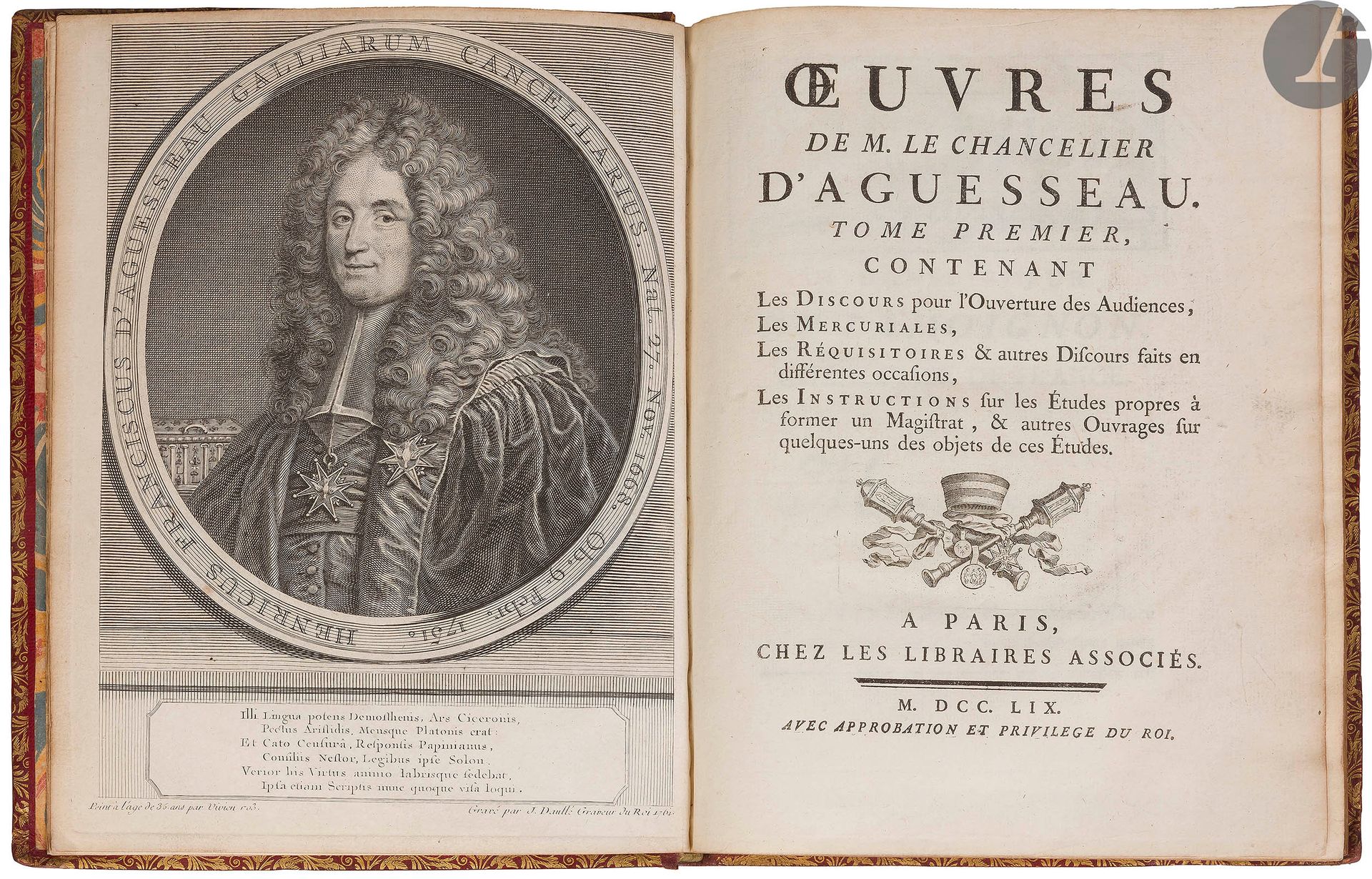 AGUESSEAU (Henri François d'). Œuvres. Paris : Les libraires associés, 1759 (176&hellip;
