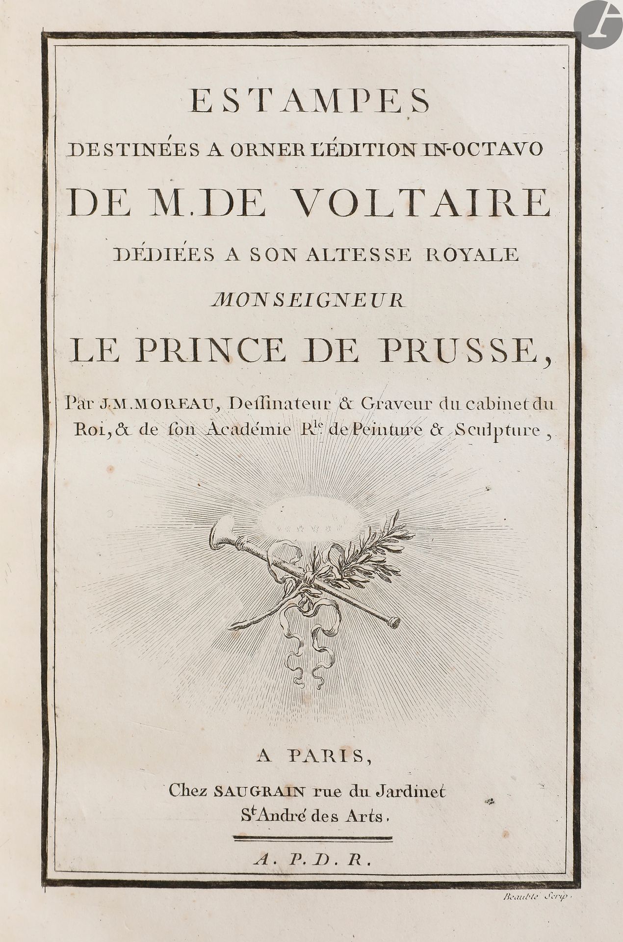 VOLTAIRE 
Complete works.

[Kehl] : printing house of the Literary-Typographical&hellip;