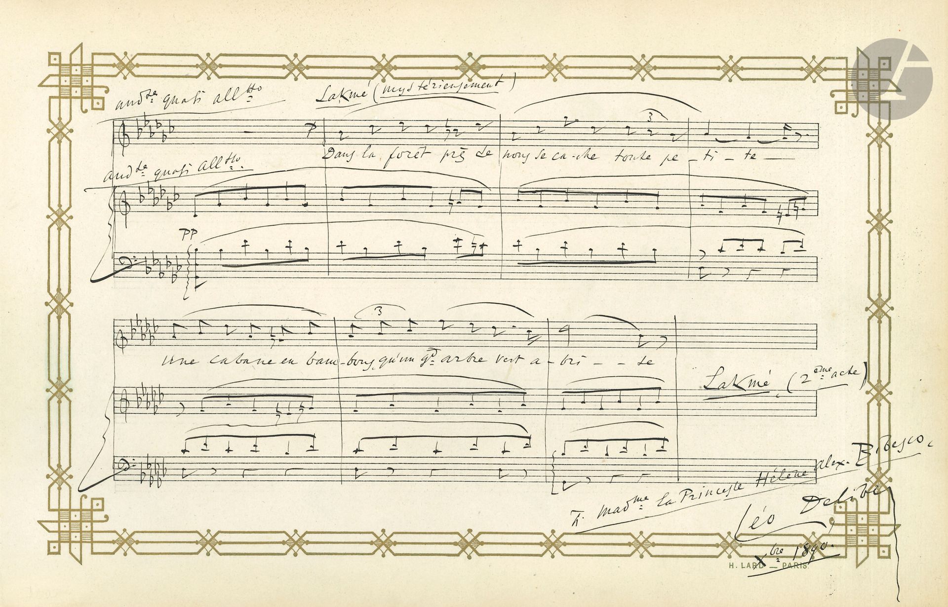 Null Léo DELIBES和Camille SAINT-SAËNS（1835-1921）。双人音乐剧《P.A.S.》，1890-1892年；2页长方形，4&hellip;