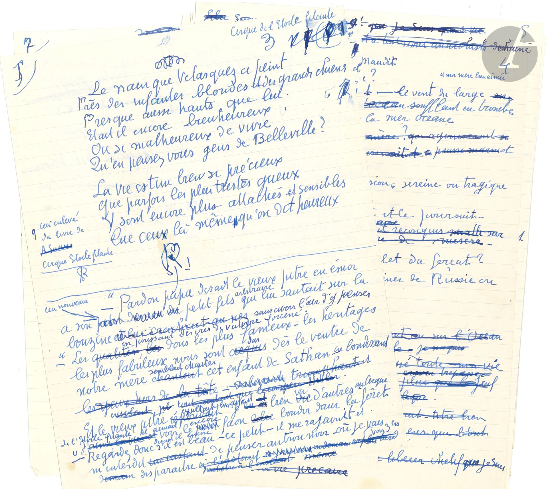 Null 乔治-鲁阿特。签名的自传手稿（单字），1939年10月；15页，4开本，有许多涂抹和更正的地方。

 诗歌和散文的草稿集，其中一些片段发表在《Le C&hellip;
