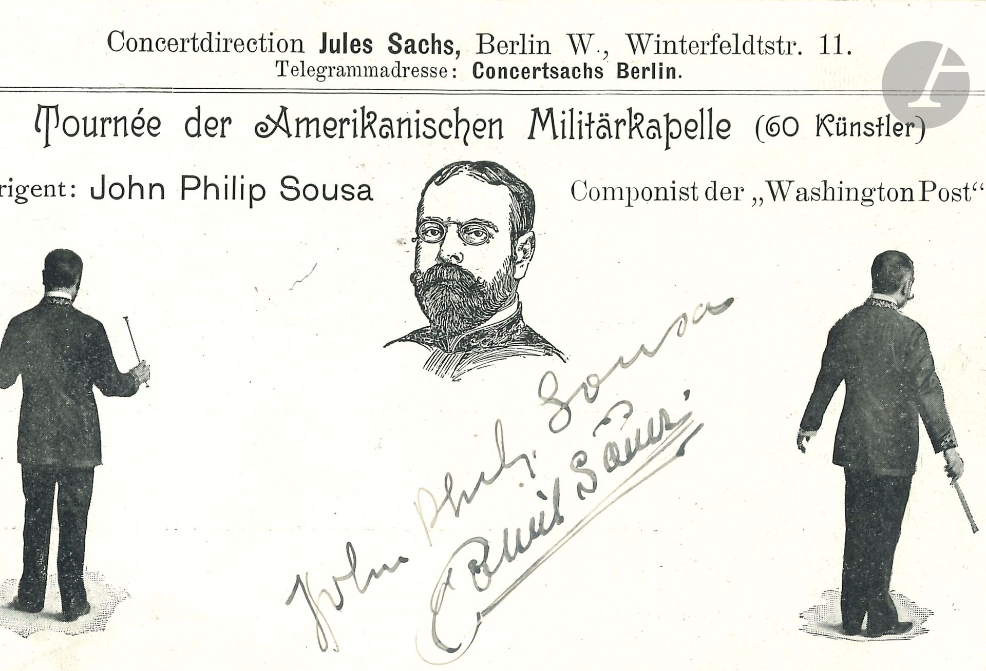 Null 约翰-菲利普-苏萨（1854-1932）。P.S.；插图明信片。

 由约翰-菲利普-索萨领导的60名艺术家参加的美国军事博物馆之旅的明信片。在他的肖&hellip;