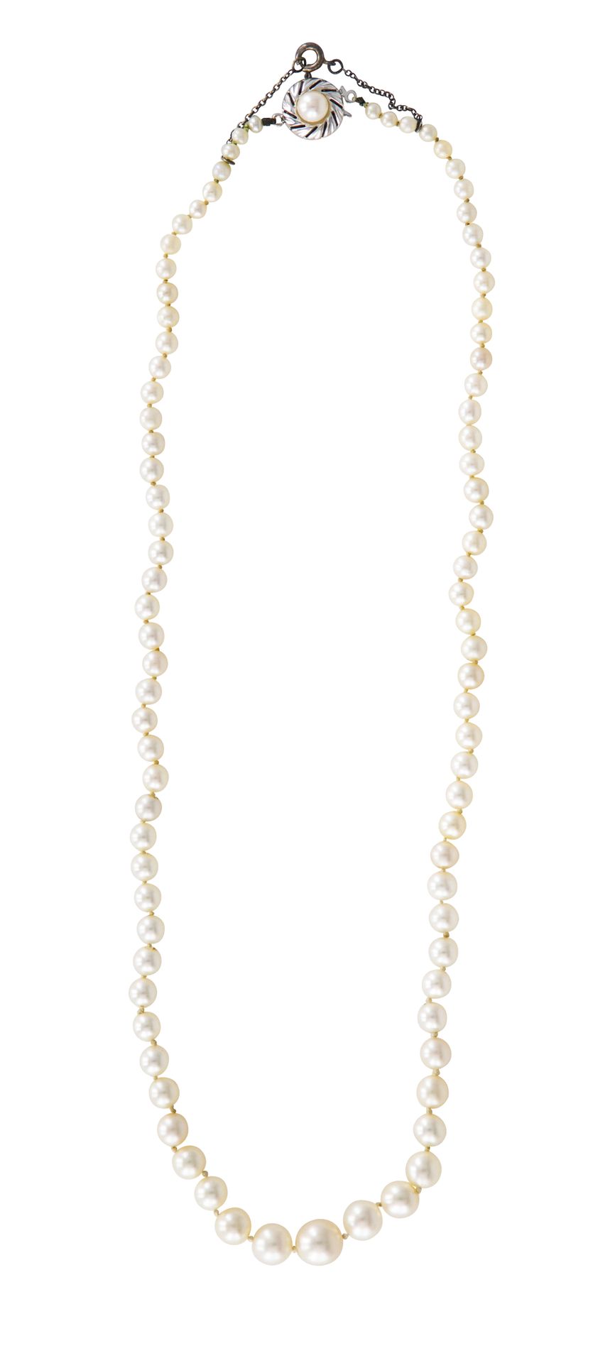 Null Collier de perles de culture en chute, fermoir en or gris 18K (750). Poids &hellip;