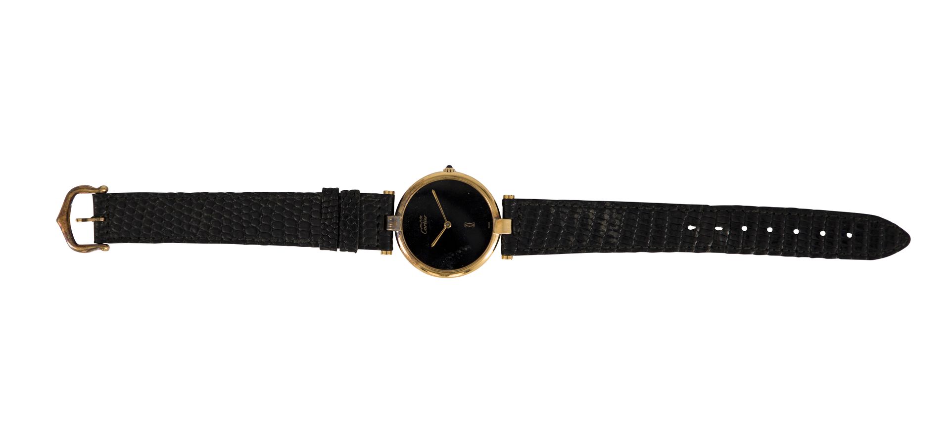 Null 必须是CARTIER的。约1990年

N°17-022737

旺多姆（Vendôme）款银质镀金（925）腕表，黑色表盘，石英机芯（电池未验证），&hellip;