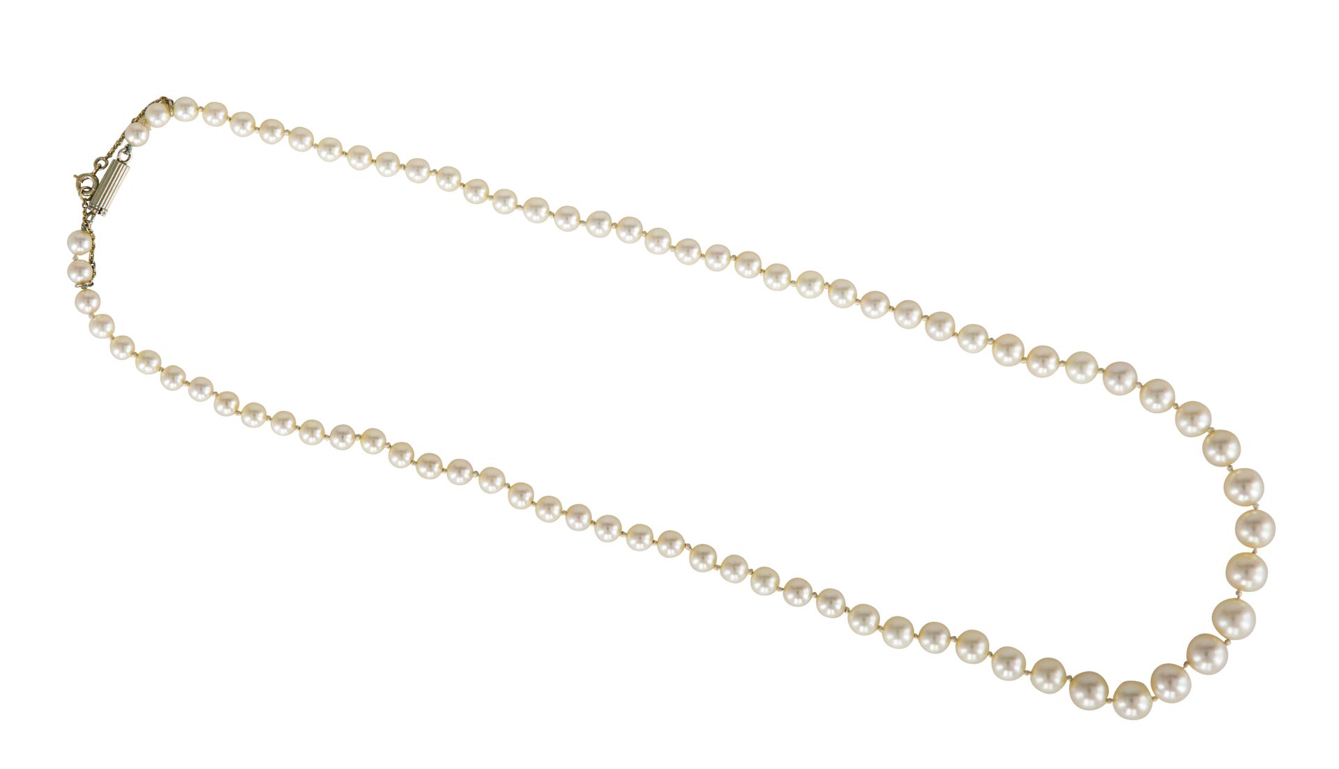 Null Collier de perles de culture en chute, fermoir en or gris 18K (750). Longue&hellip;