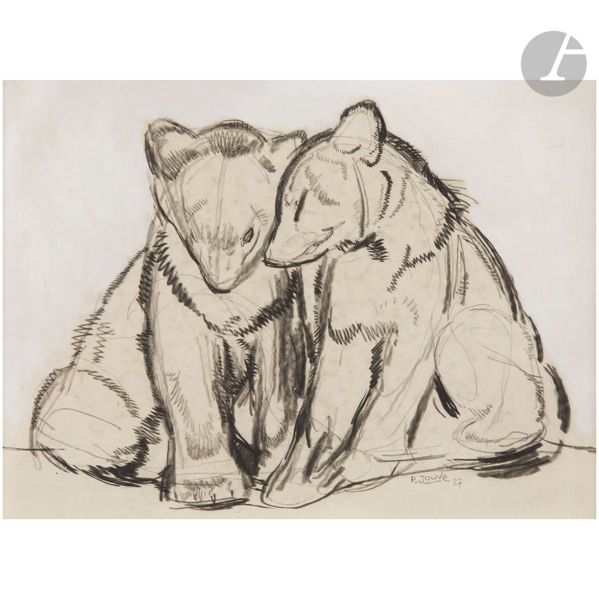 Null PAUL JOUVE (1878-1973)
Deux jeunes ours, 1927
Crayon gras, sur papier Japon&hellip;