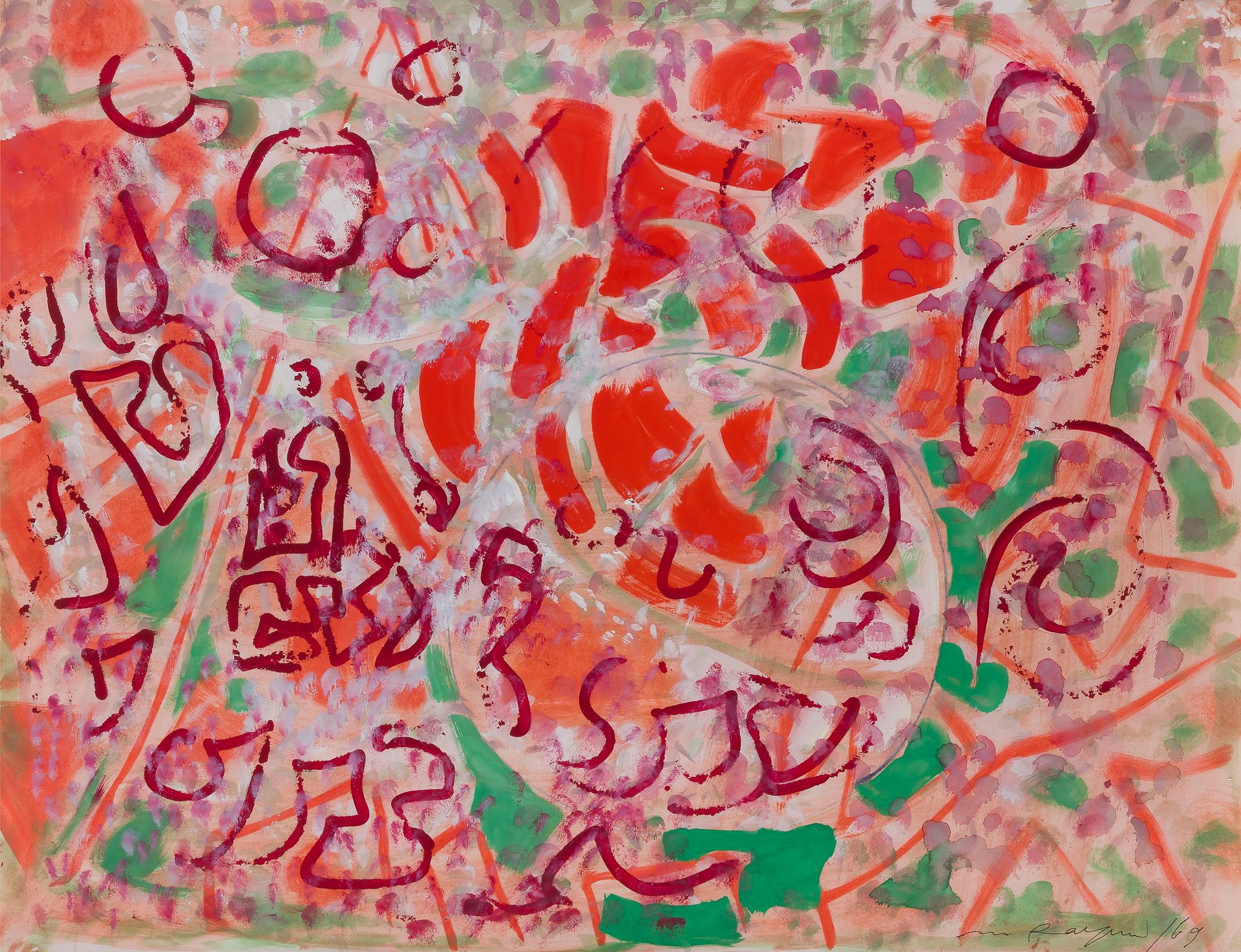 Null Marie RAYMOND (1908-1988
)作品，1969年水粉画
。
右下方有签名和日期。
49 x 64 厘米