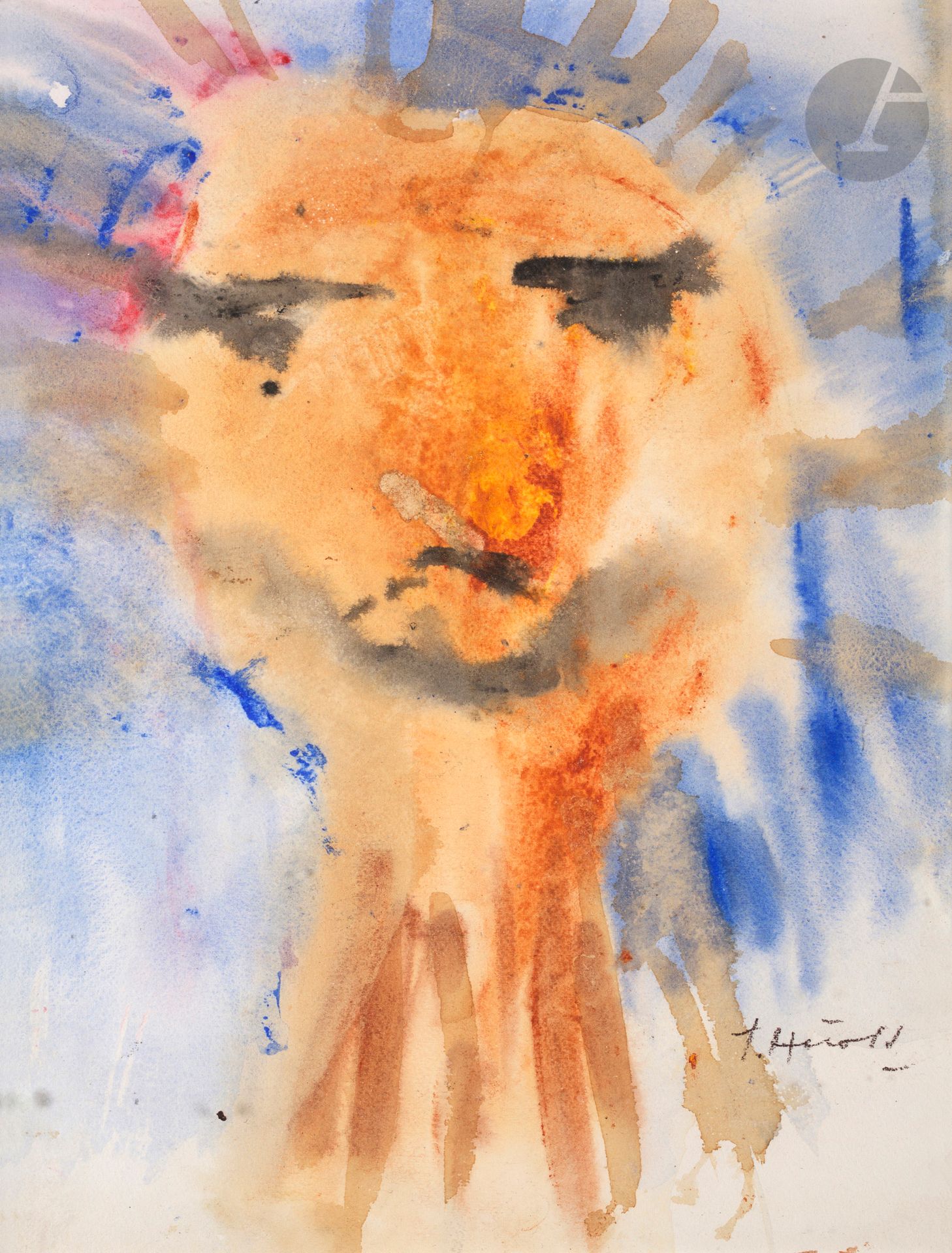Null Jacques HÉROLD (1910-1987
)FaceWatercolor
.
Signed lower right.
32,5 x 24,5&hellip;