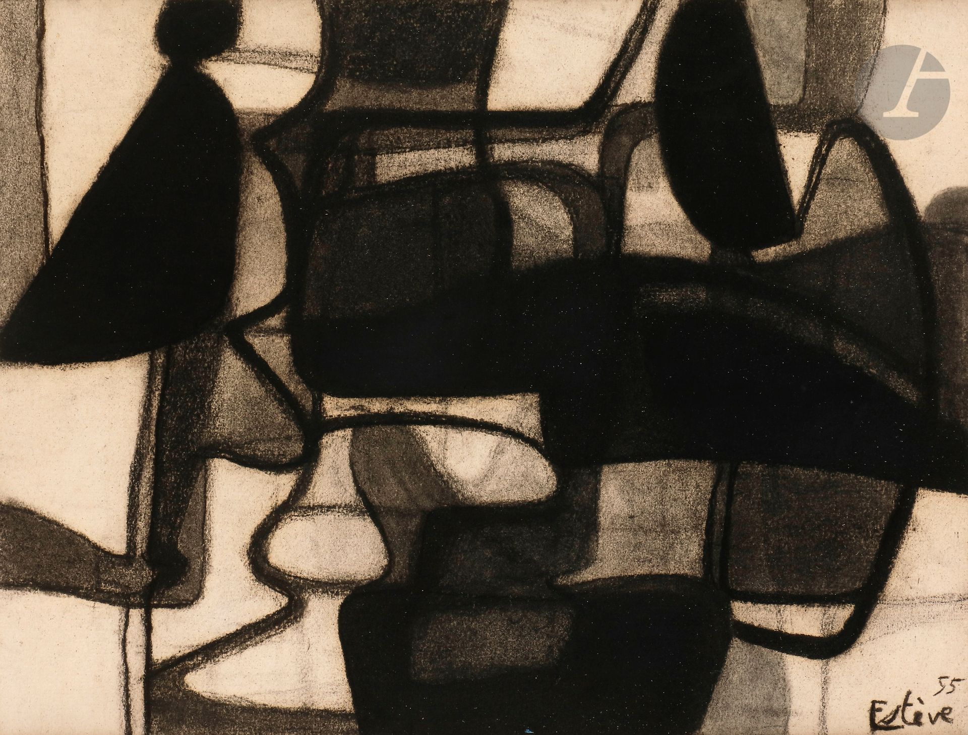 Null Maurice ESTÈVE (1904-2001
)Composición, 1955Tiza
y lápiz.
Firmado y fechado&hellip;