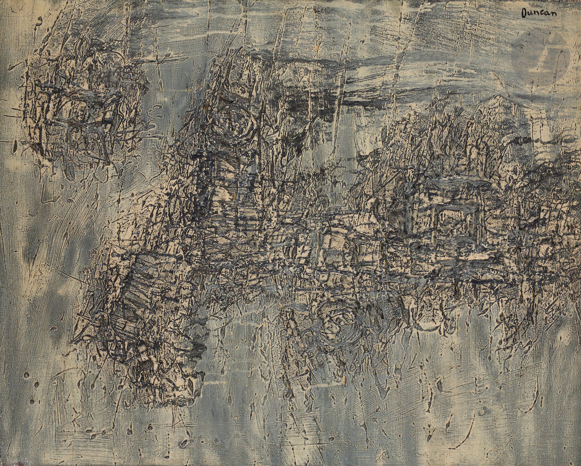 Null 约瑟夫-邓肯[英国]（生于1920年
）《划界》，1961年
布面
油画
。
右上方有签名。
背面担架上有签名、日期和标题。
65 x 81 cm