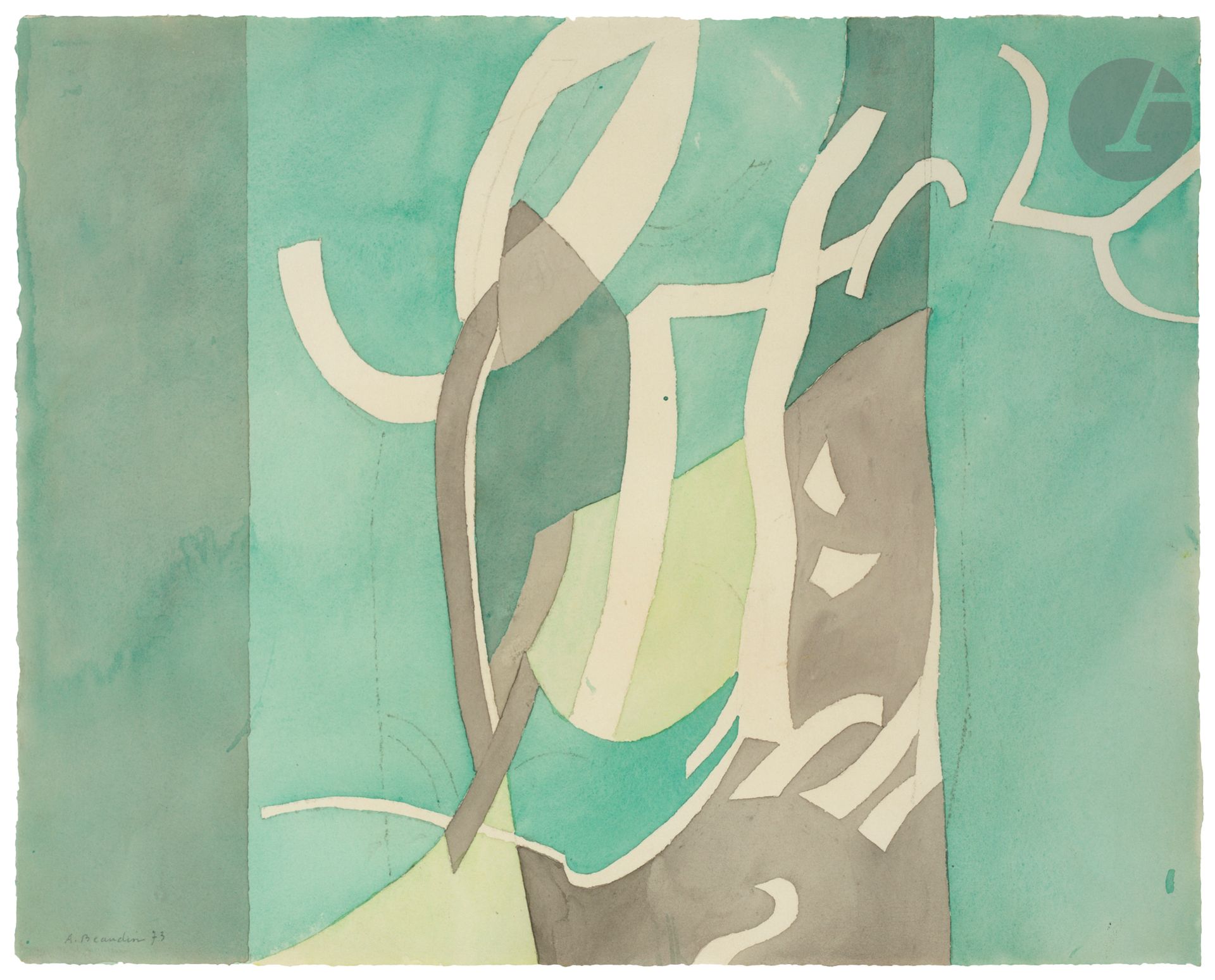 Null André BEAUDIN (1895-1979
)Branches claires, 1973水彩画
。
左下方有签名和日期。
37 x 45.5厘&hellip;