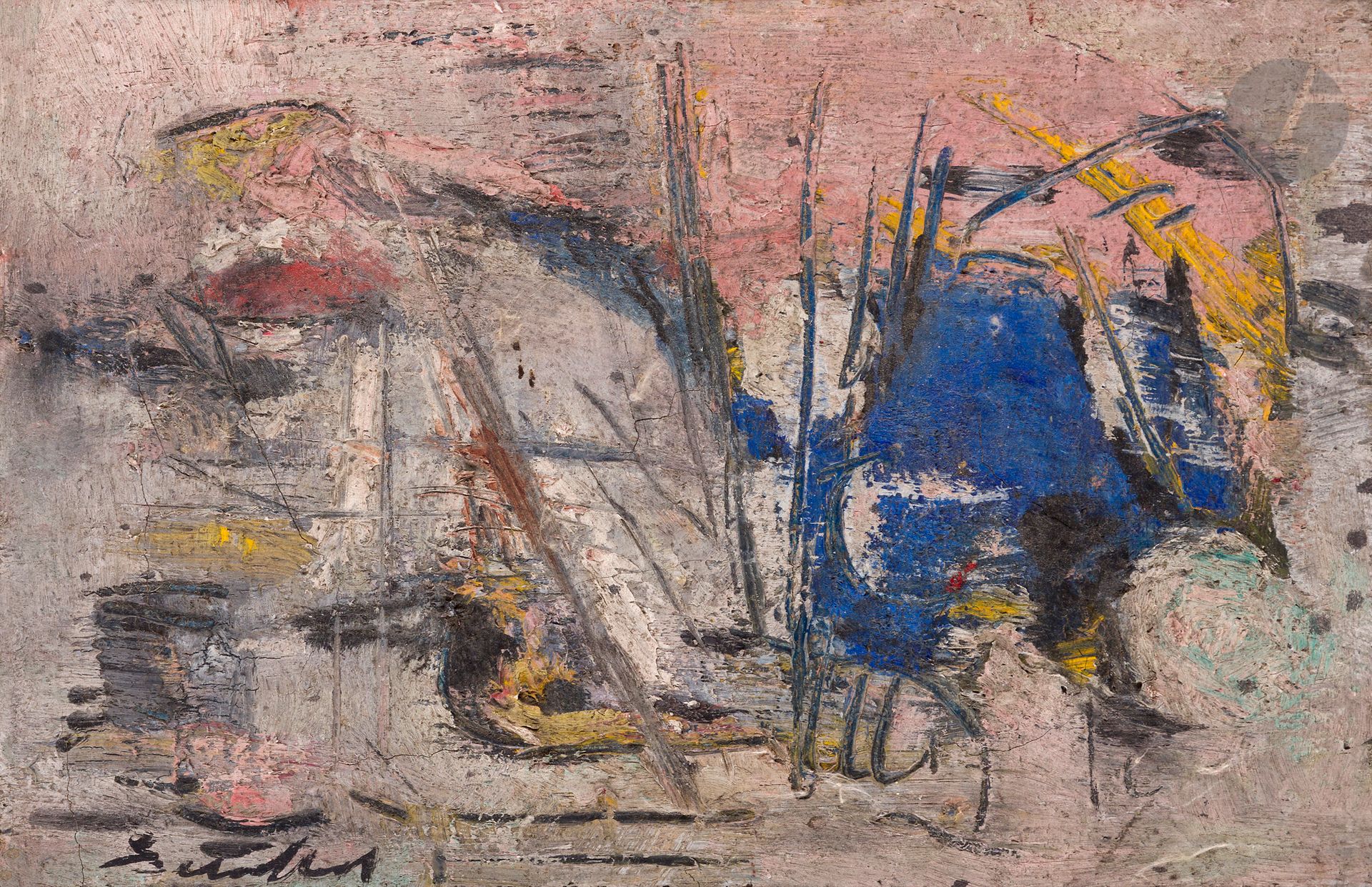 Null Erminio MAFFIOLETTI [意大利] (1913-2009
)作品，1961
布面
油画
。
左下方有签名。
背面有签名。
16 x 2&hellip;