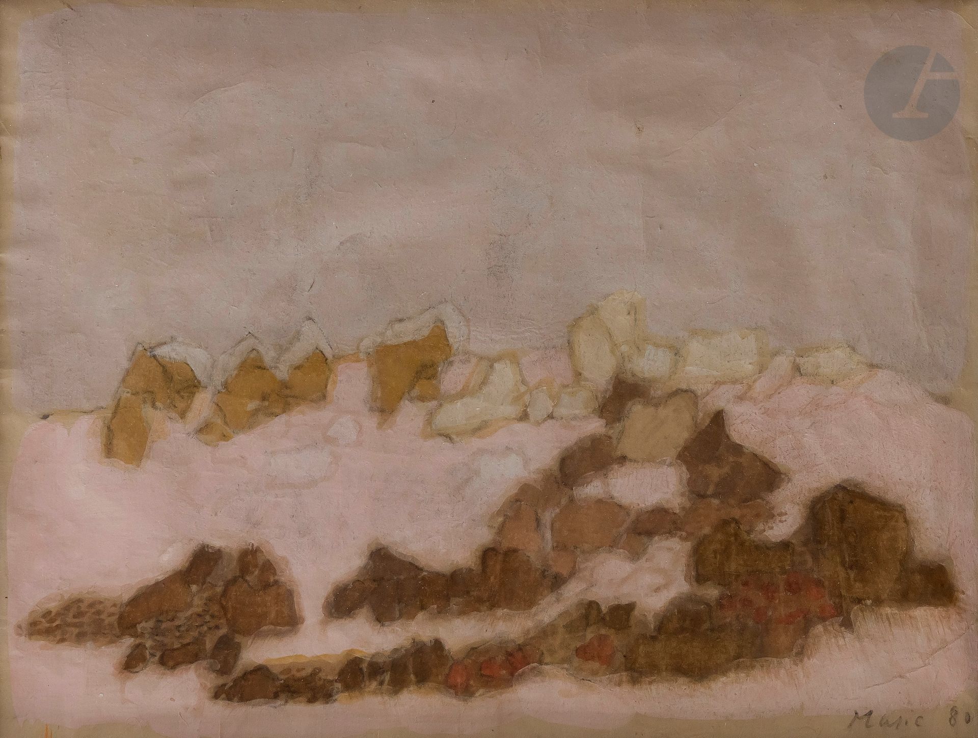 Null Zoran MUSIC [克罗地亚] (1909-2005
)《岩石》，1980年
铅笔线上

的
水粉画
。
右下方有签名和日期。
20 x 26,&hellip;