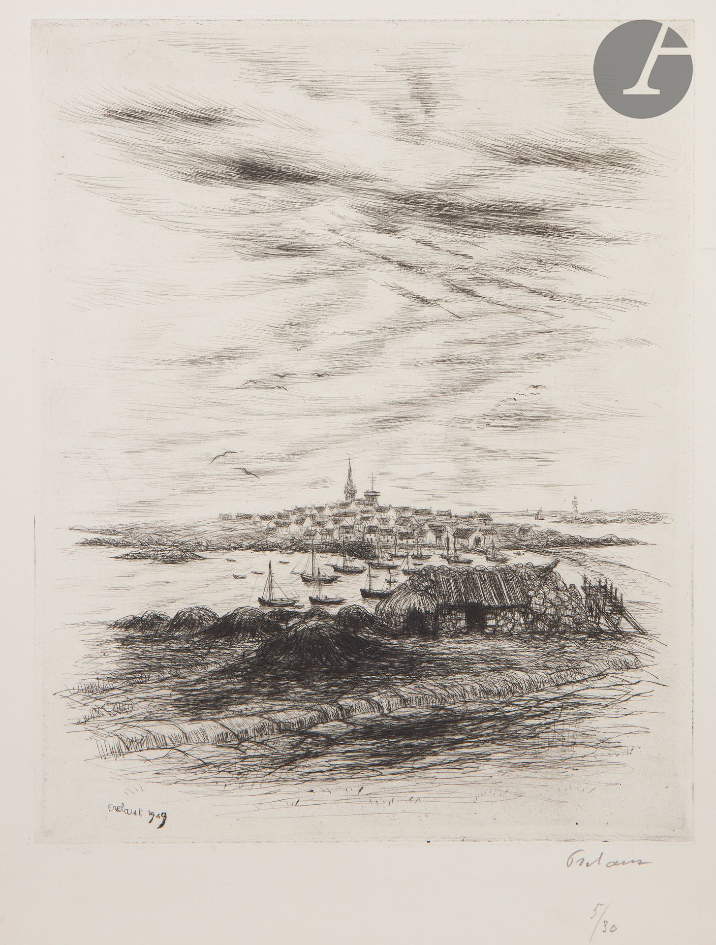 Null Jean Frélaut (1879-1954). 

Molène. 1947-1951. Kaltnadelspitze. 197 x 235 m&hellip;
