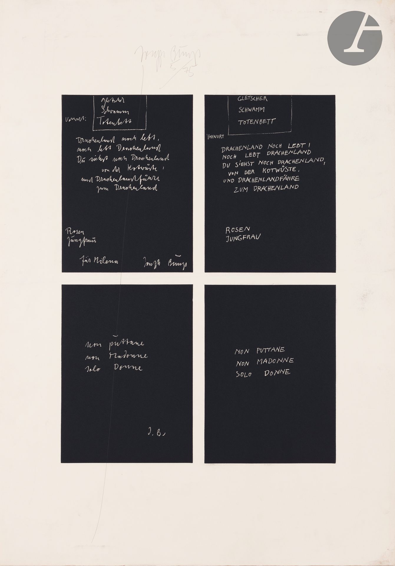 Null Joseph Beuys (tedesco, 1921-1986) 

Gletscher Schwamm Totenbett (letto di m&hellip;