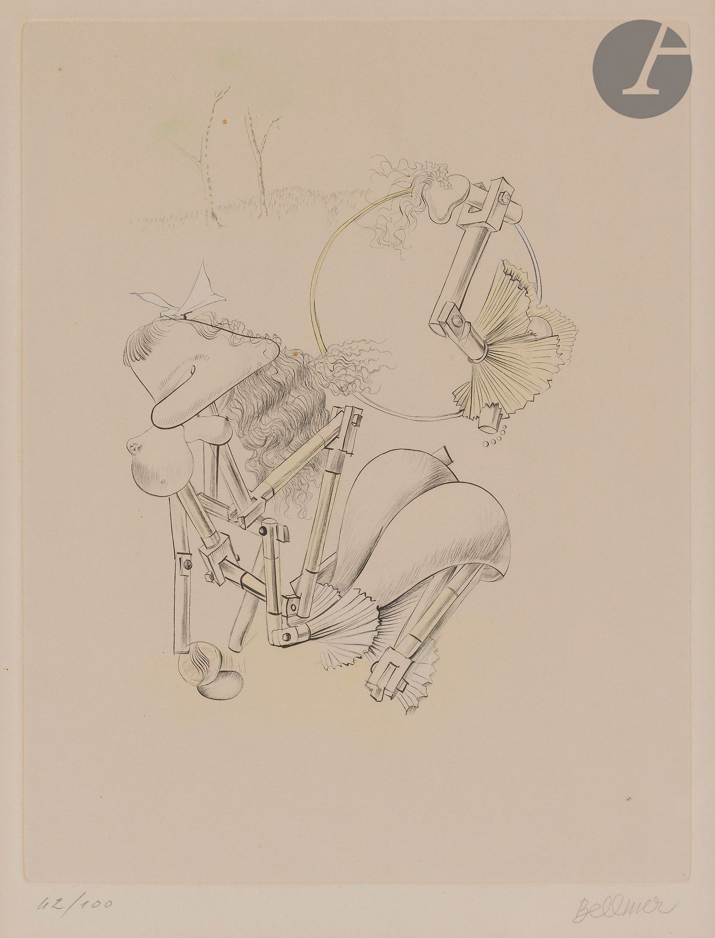 Null 汉斯-贝尔默（1902-1975）

机关枪》。1972.根据1938年的图画制作的轮版画，是为 "支脉 "设计的。视线：240 x 305毫米。Fl&hellip;