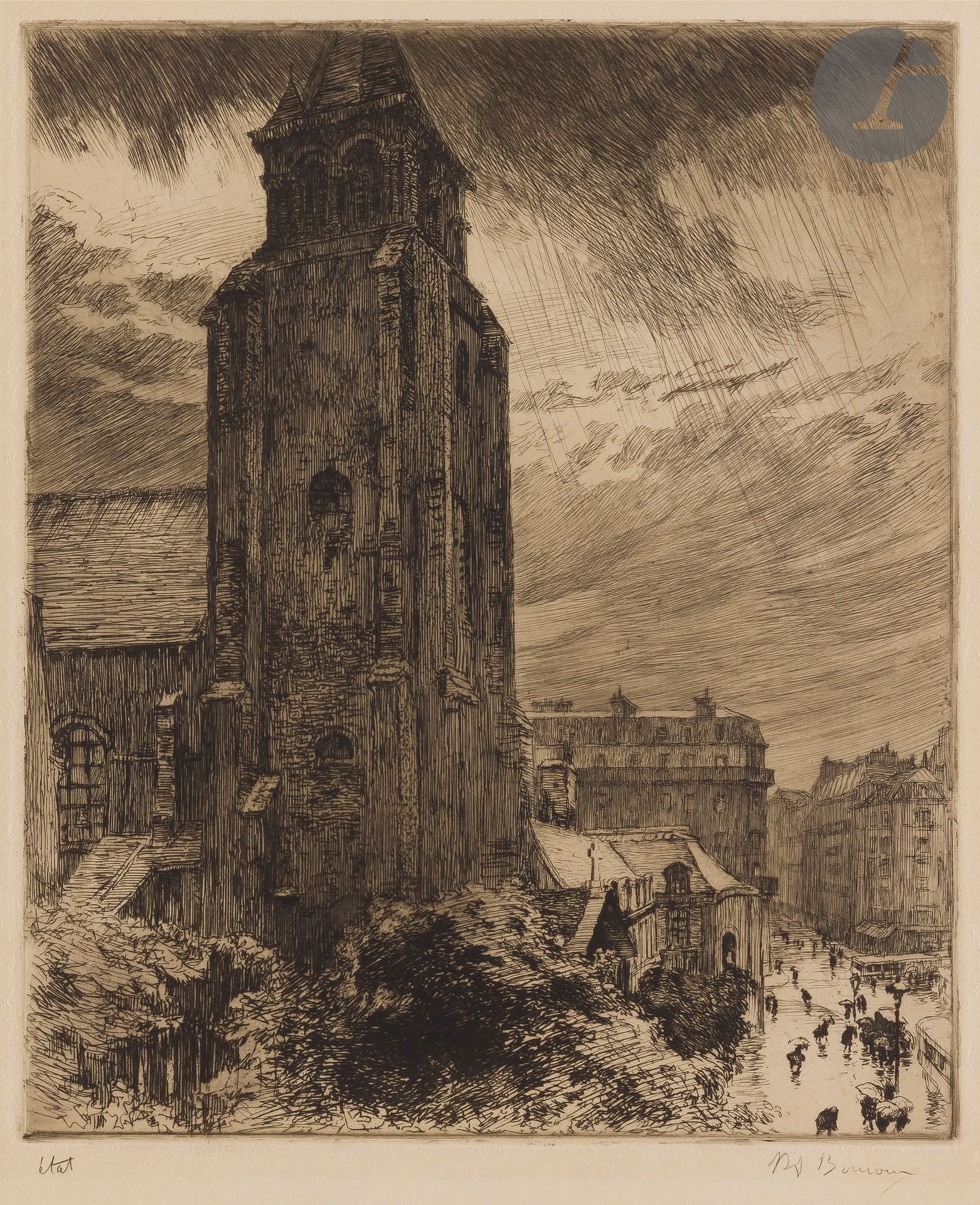 Null Paul-Adrien Bouroux (1878-1967) 

Saint-Germain-des-Prés. Etching. 265 x 32&hellip;