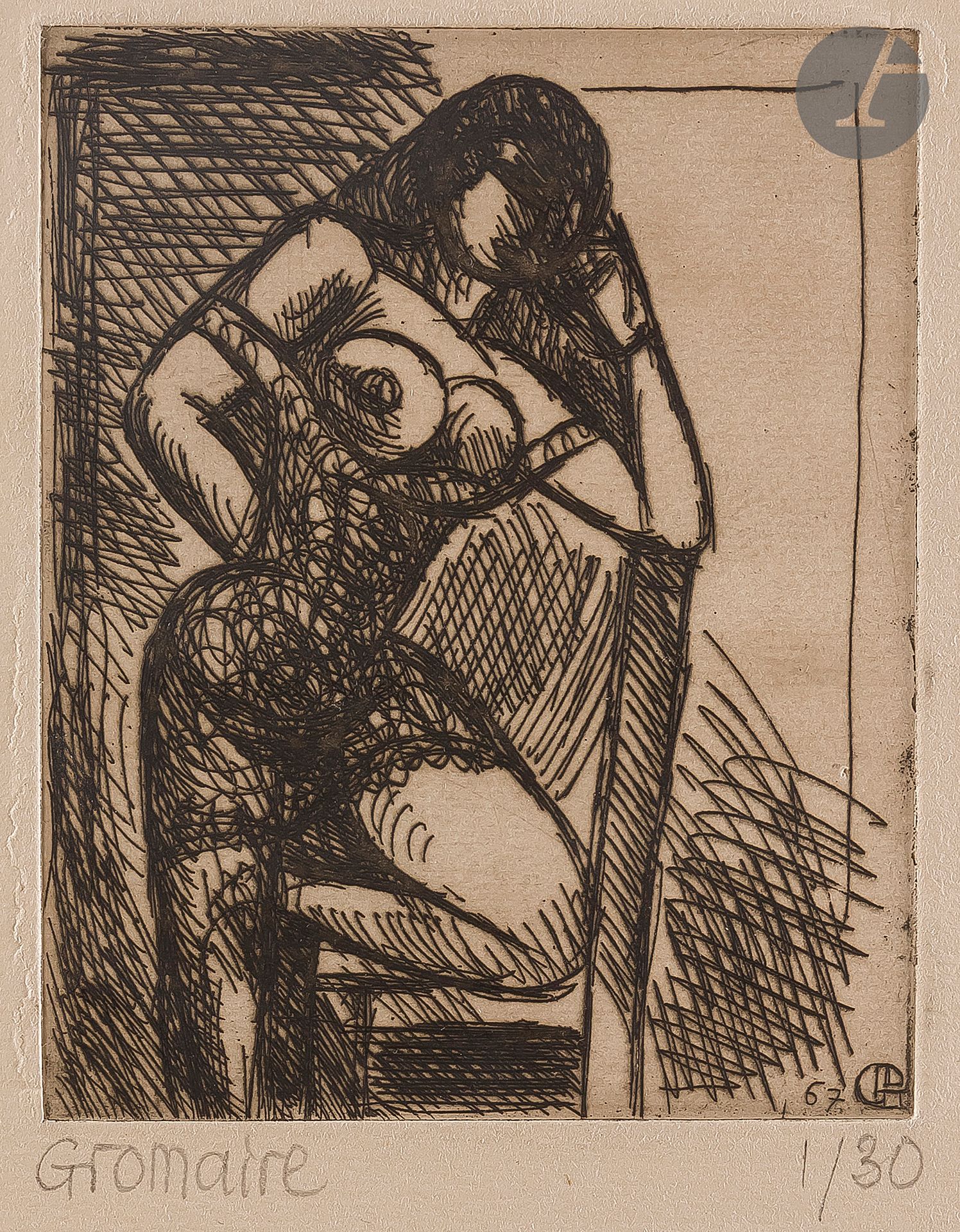 Null 
*Marcel Gromaire (1892-1971) 


Poser. 1925. Acquaforte. 89 x 110 mm. Grom&hellip;