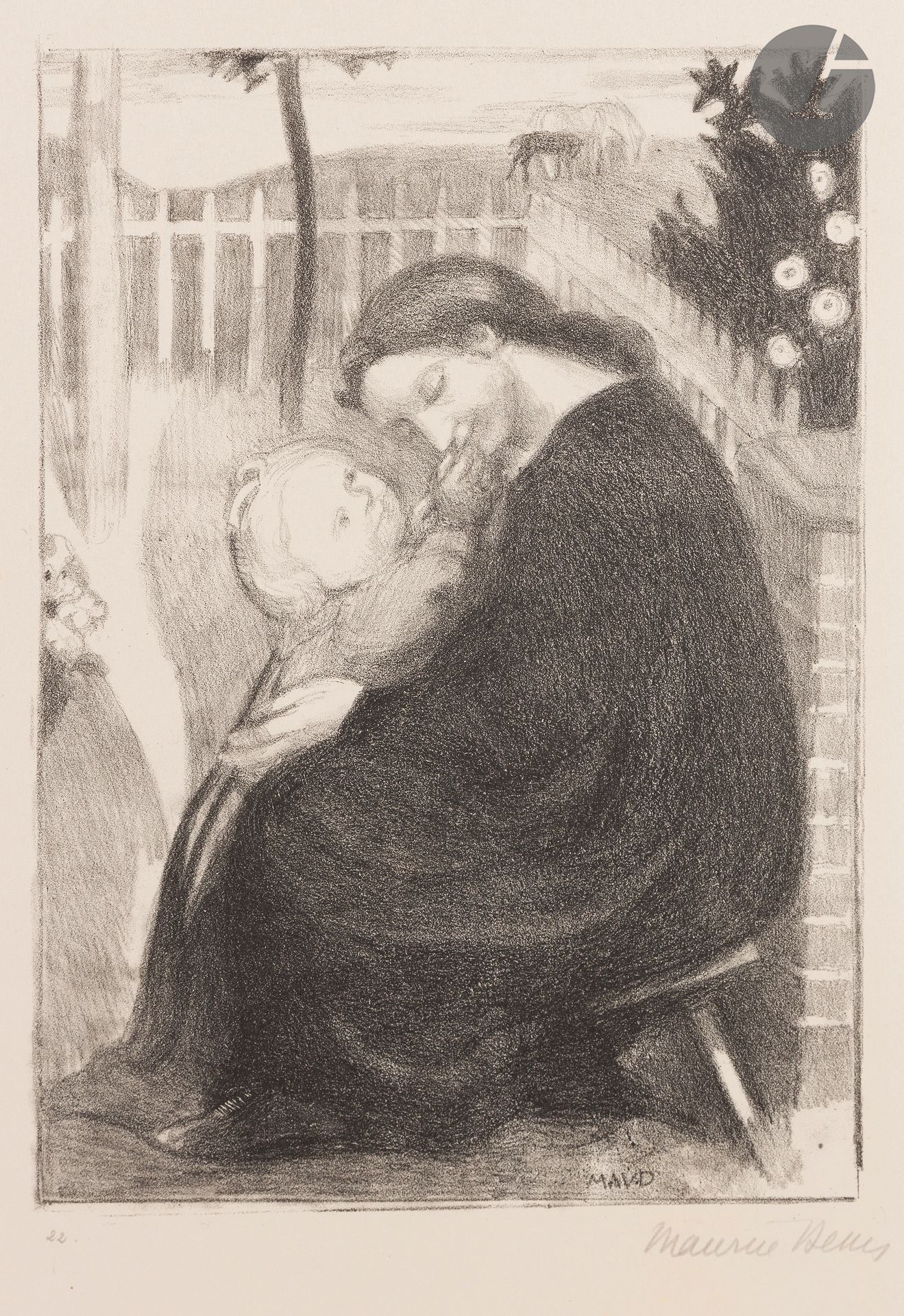 Null 莫里斯-德尼 (1870-1943)

1926年，花园里的产妇。石版画。182 x 240 毫米。Cailler 148.一张非常漂亮和新鲜的日本纸&hellip;