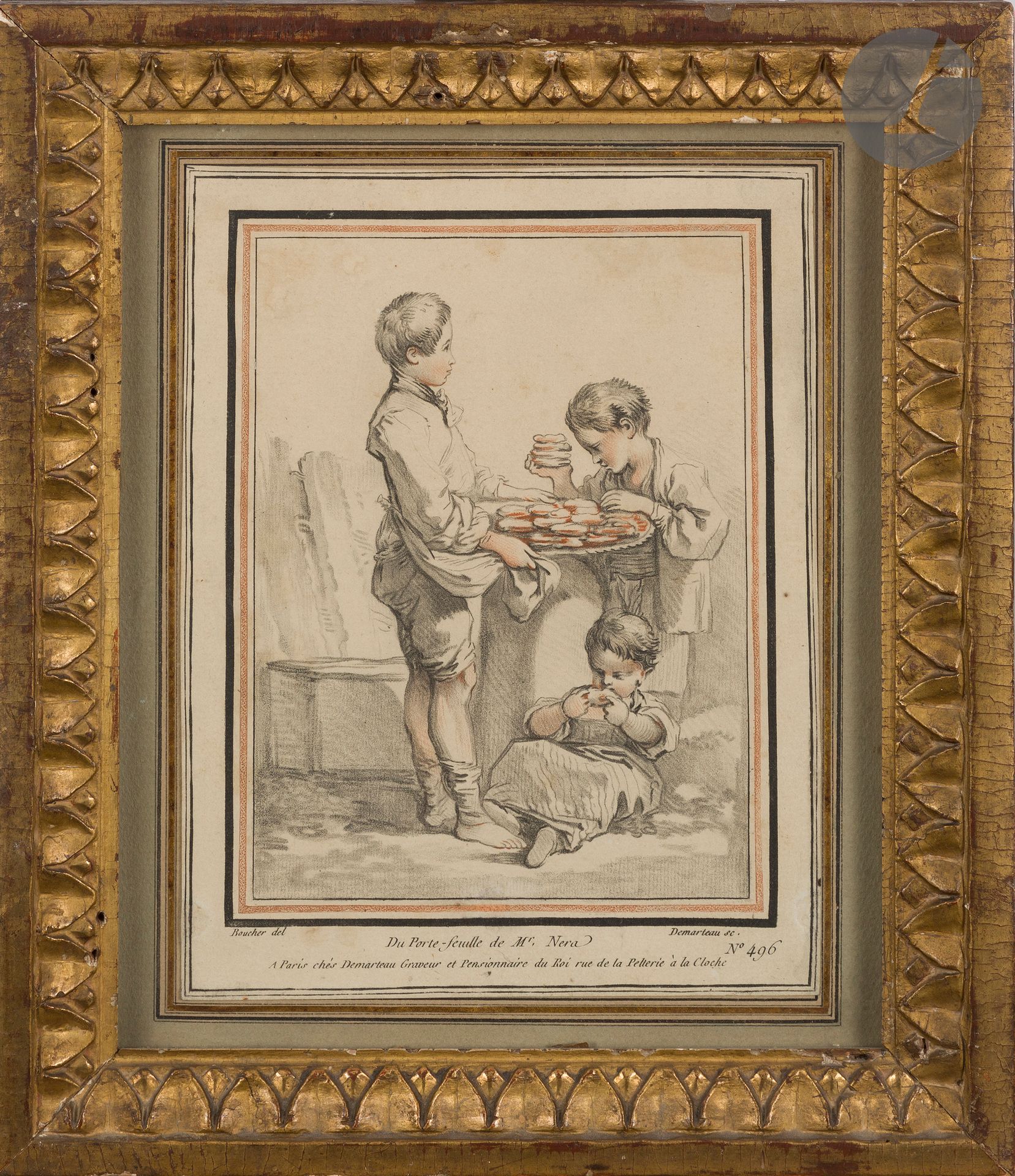 Null 吉勒-德马尔托 (1722-1776)

饼干商人。大约1772年。铅笔雕刻的布歇作品。158 x 220毫米。I.F.F. 496。双色印花（黑色和&hellip;
